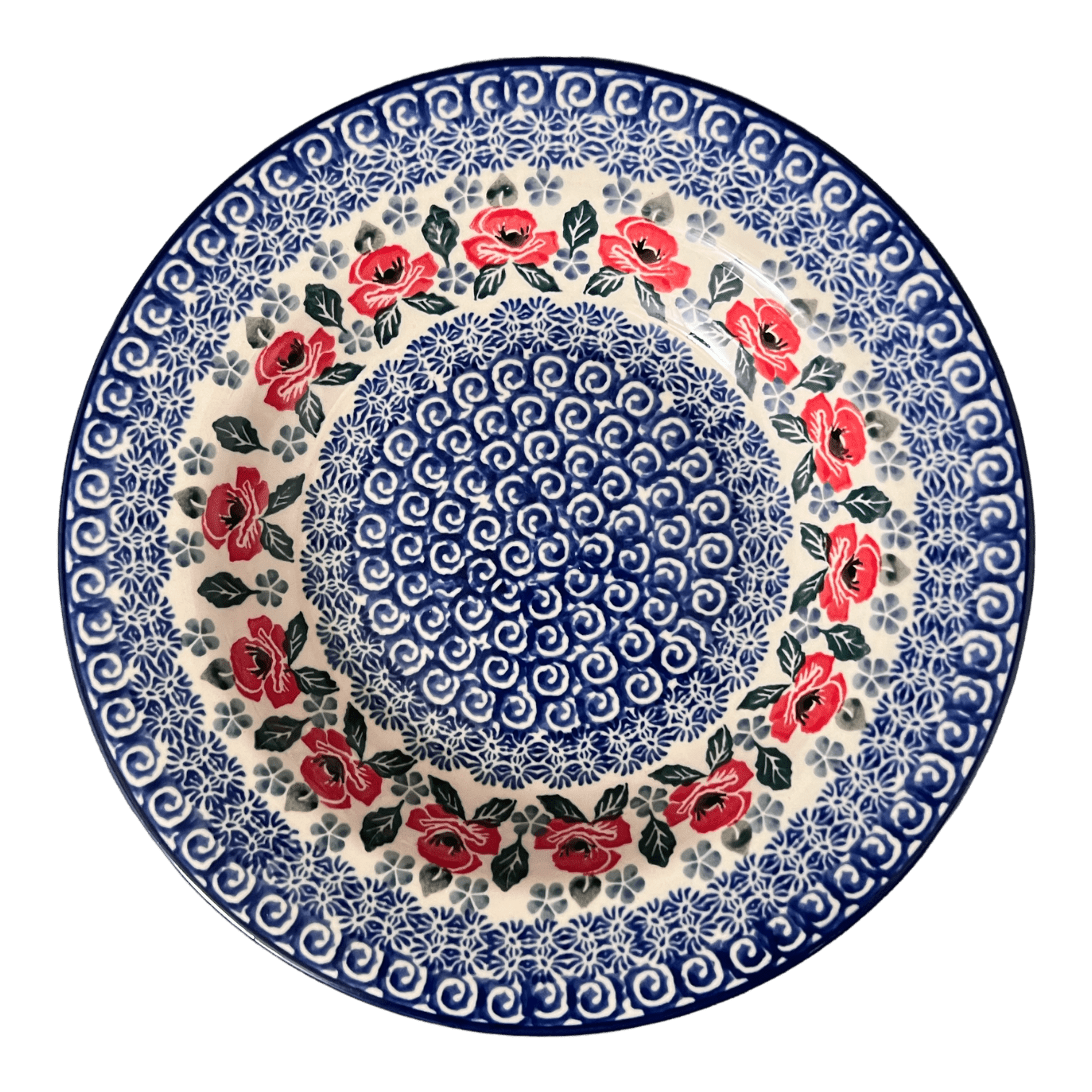 Plate, Round, Soup Plate, 9.25" in "Rosie's Garden" by Ceramika Artystyczna | A014-1490X