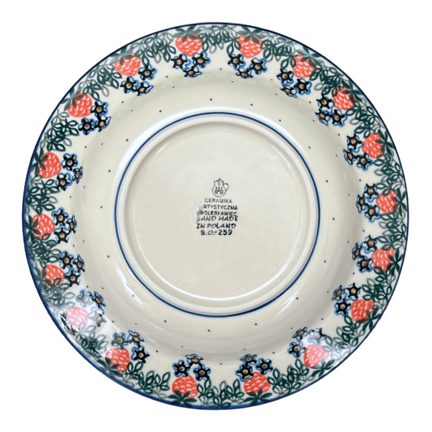 Plate, Round, Soup Plate, 9.25" in "Strawberry Patch" by Ceramika Artystyczna | A014-721X