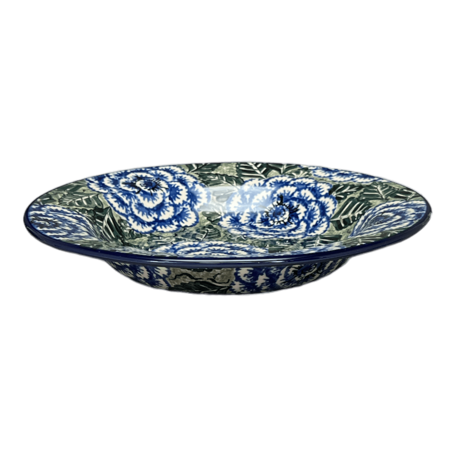 Plate, Round, Soup Plate, 9.25" in "Blue Dahlia" by Ceramika Artystyczna | A014-U1473