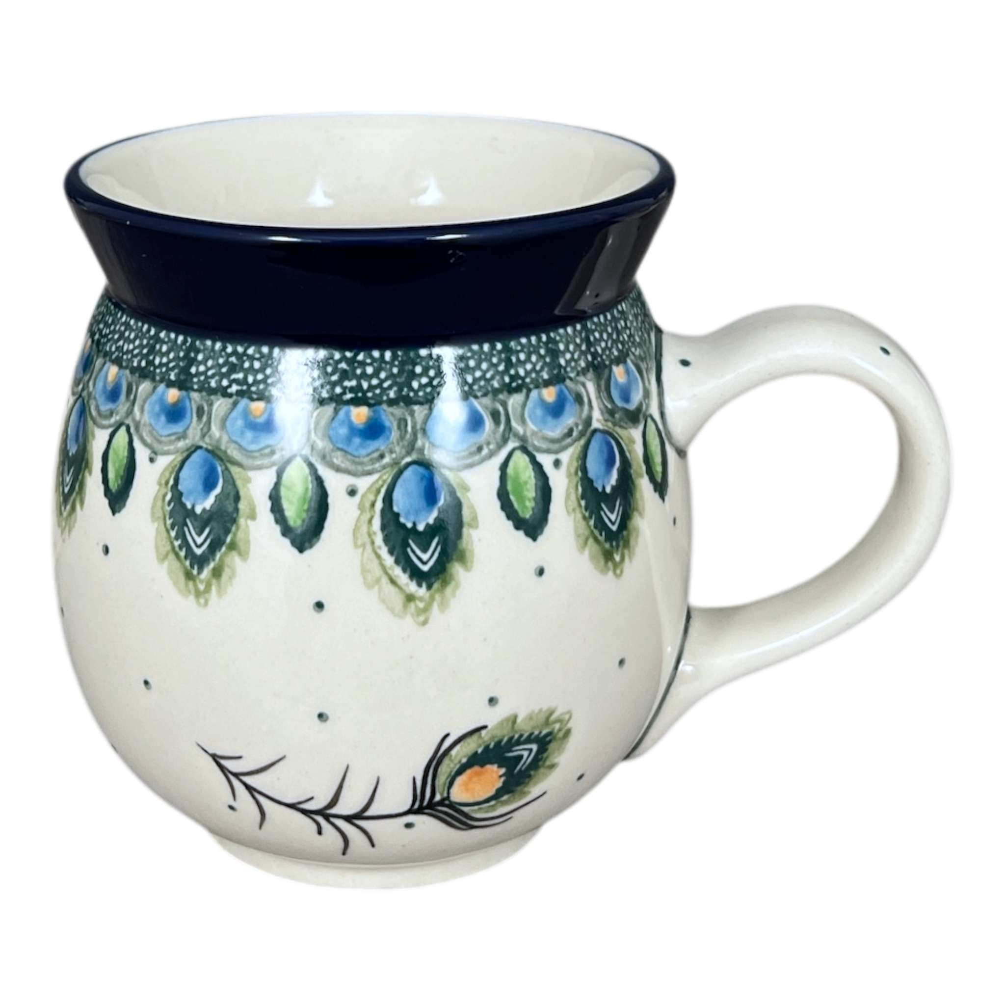 Mug, Belly Mug, 16 oz in "Peacock Plume" by Ceramika Artystyczna | A073-2218X