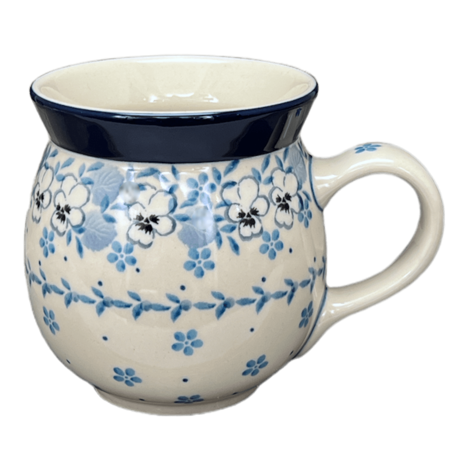 Mug, Belly Mug, 16 oz in "Pansy Blues" by Ceramika Artystyczna | A073-2346X