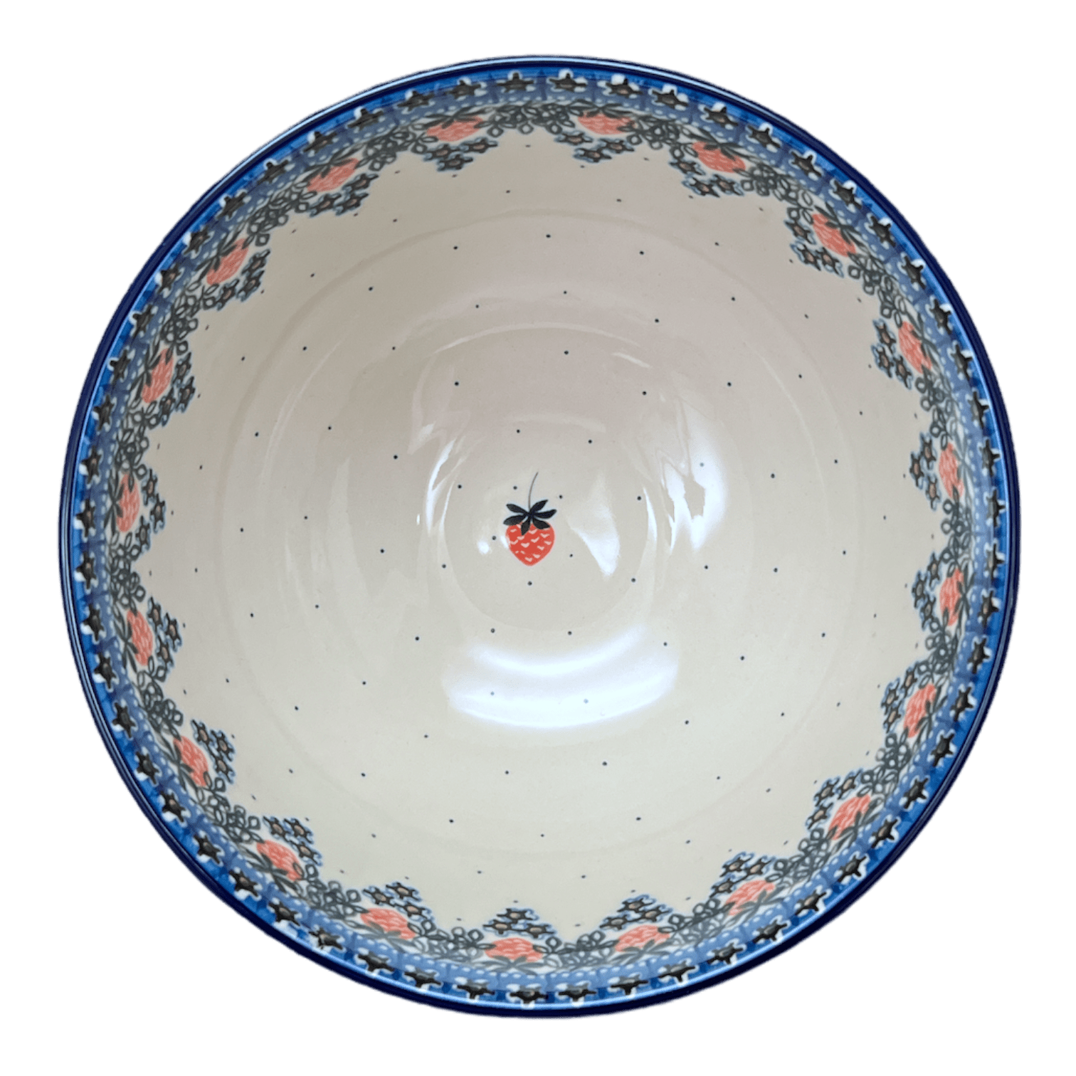 Bowl, Round, Deep, Pedestal, 10" in "Strawberry Patch" by Ceramika Artystyczna | A215-721X