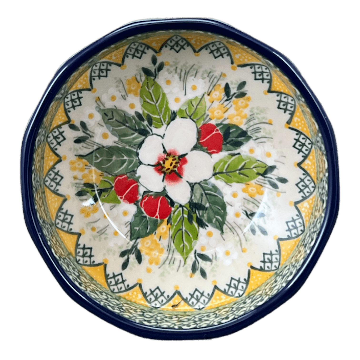 Bowl, Multiangular, 5" in "Camellias" by Ceramika Artystyczna | A221-U4812