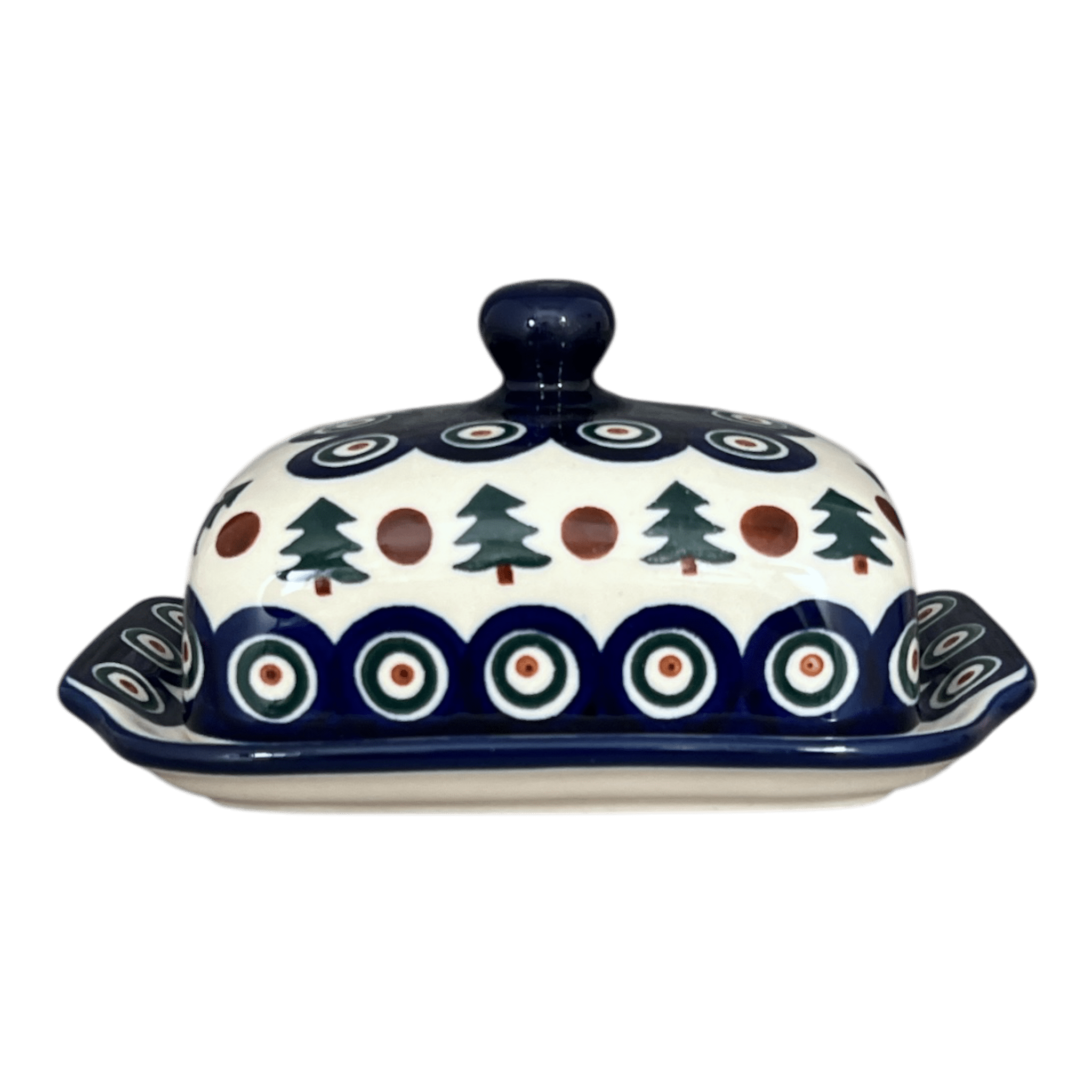 Butter Dish, 7" x 5.5" in "Peacock Pine" by Ceramika Artystyczna | A295-366X