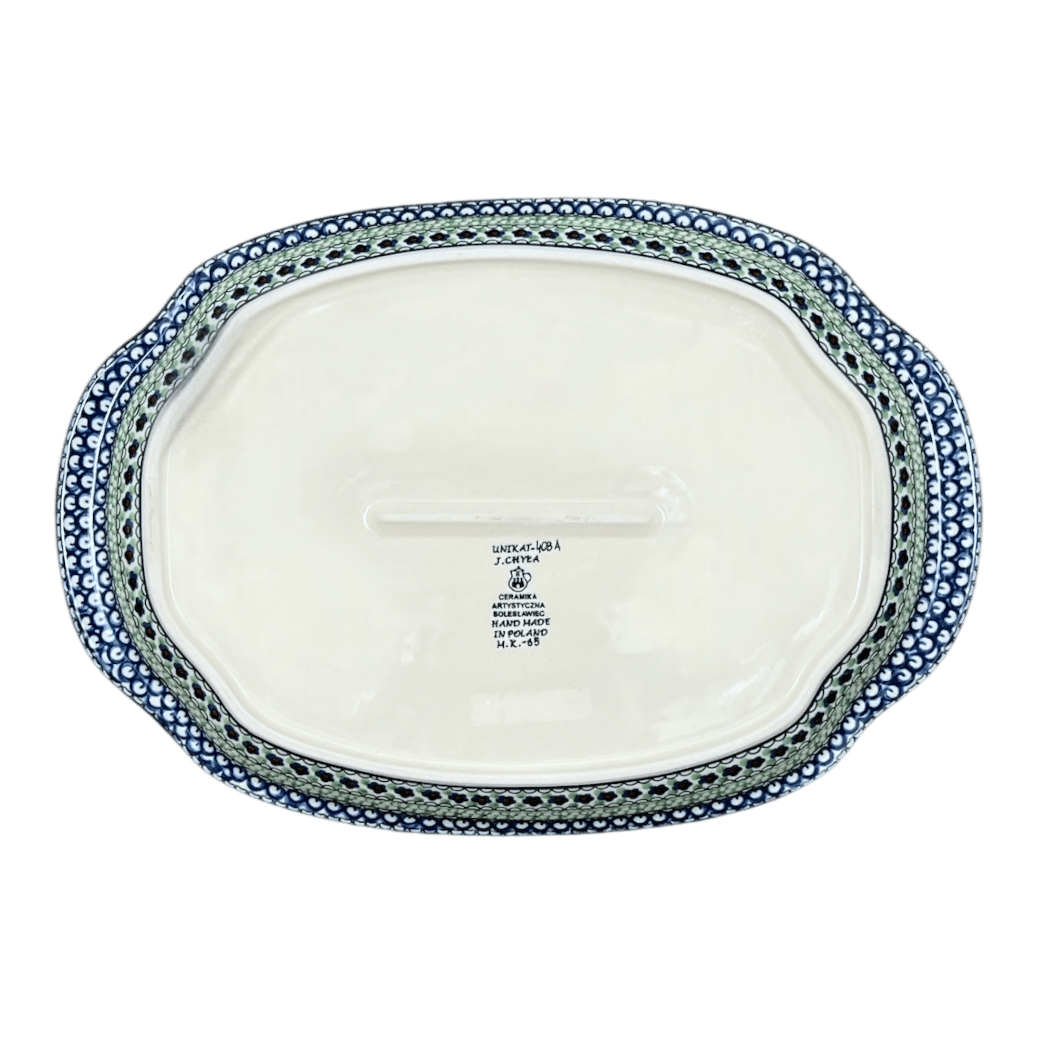 Tray, Oval, Handles, 10.75" x 15.25" in "Green Goddess" by Ceramika Artystyczna | A684-U408A