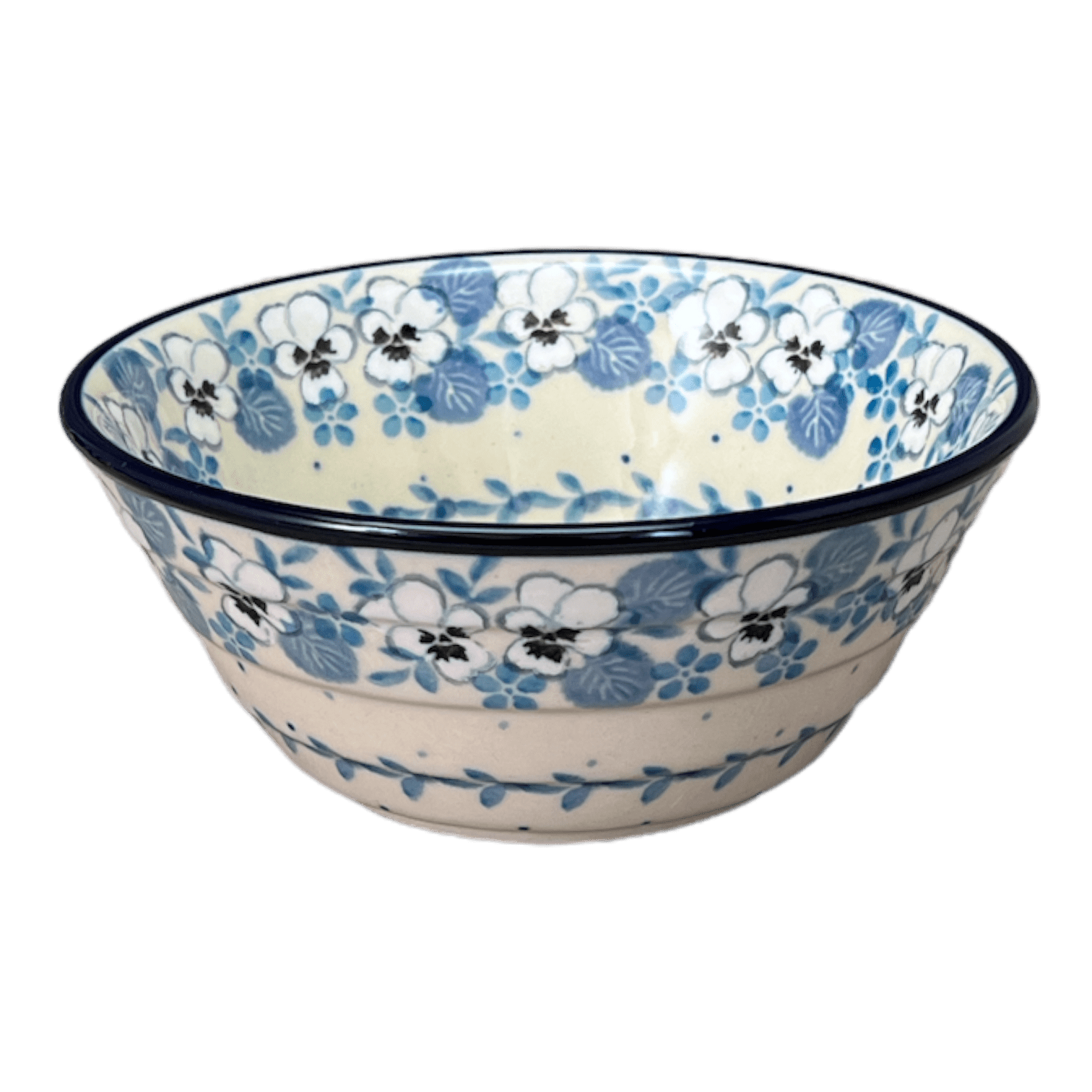 Bowl, Round, Ridged, 5.5" in "Pansy Blues" by Ceramika Artystyczna | A696-2346X