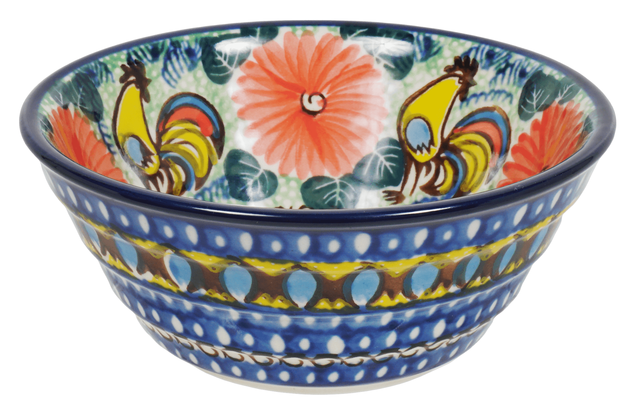 Bowl, Round, Ridged, 5.5" in "Regal Roosters" by Ceramika Artystyczna | A696-U2617