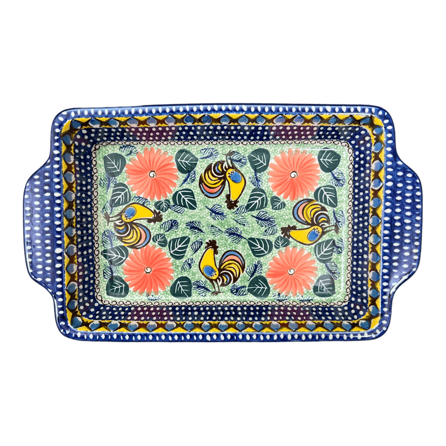 Casserole, Rectangular, Handles, 13" x 8" in "Regal Roosters" by Ceramika Artystyczna | AA59-U2617