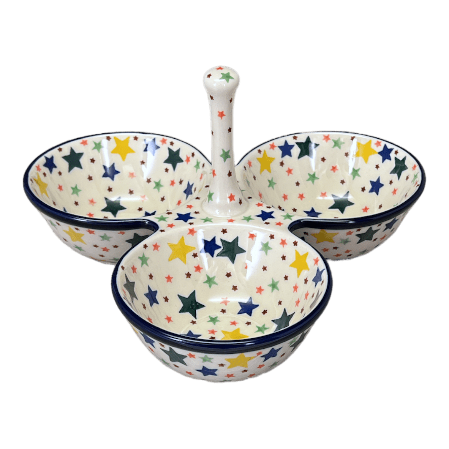 Bowl, Round, 3-Bowl, Divided Server in "Star Shower" by Ceramika Artystyczna | AB34-359X