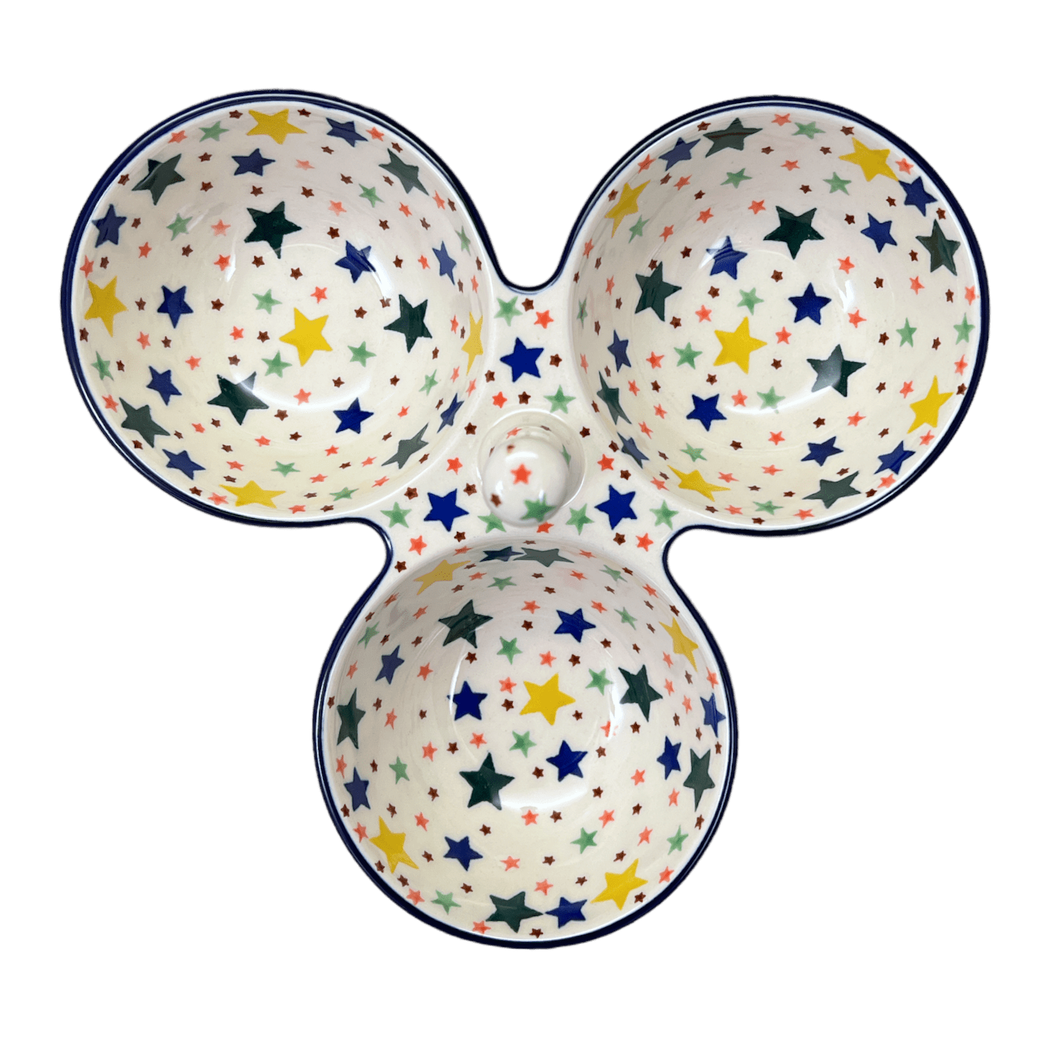 Bowl, Round, 3-Bowl, Divided Server in "Star Shower" by Ceramika Artystyczna | AB34-359X