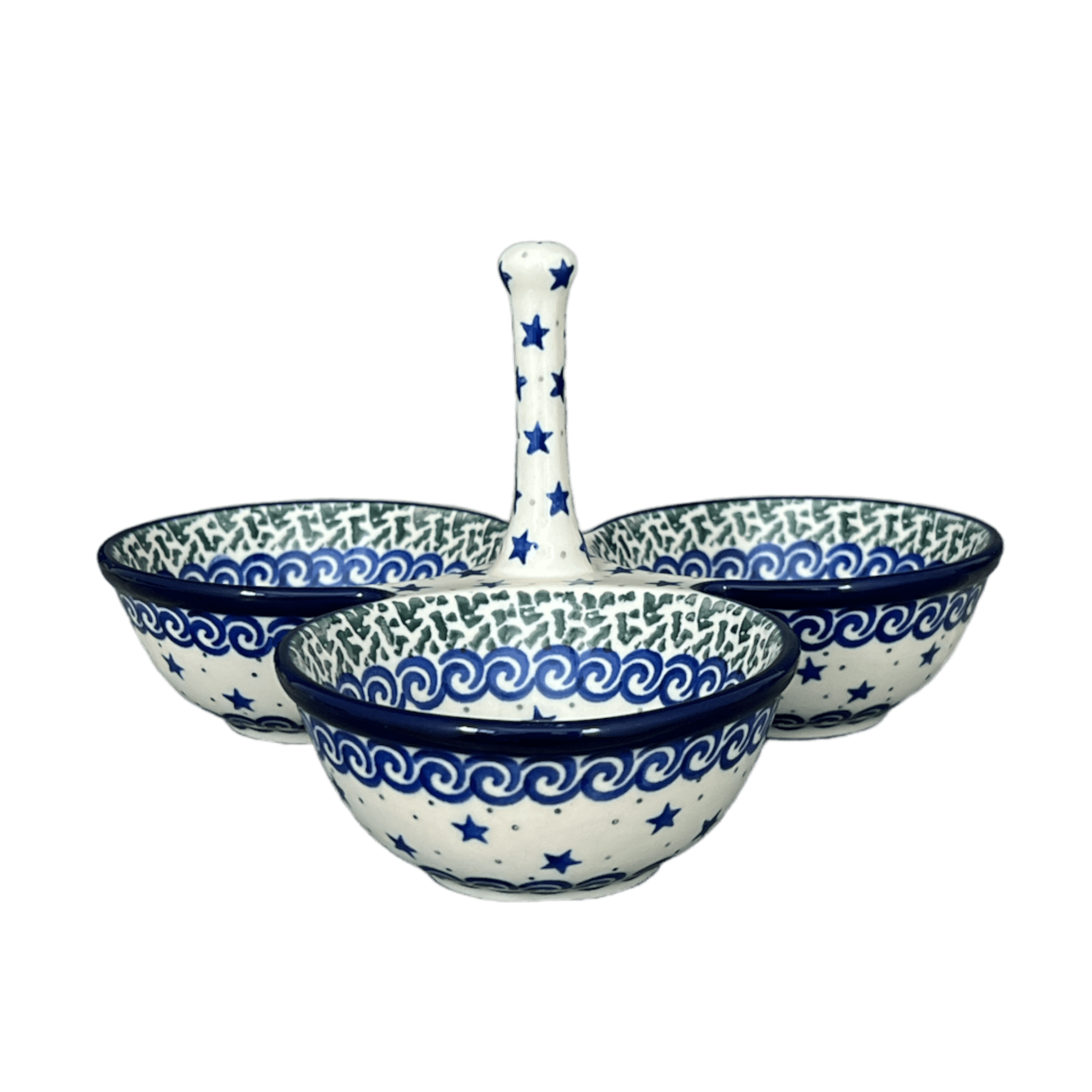 Bowl, Round, 3-Bowl, Divided Server in "Starry Sea" by Ceramika Artystyczna | AB34-454C