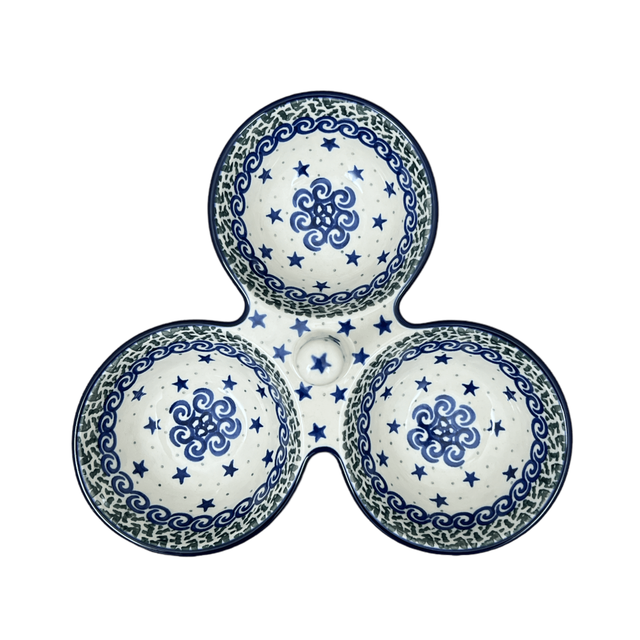 Bowl, Round, 3-Bowl, Divided Server in "Starry Sea" by Ceramika Artystyczna | AB34-454C