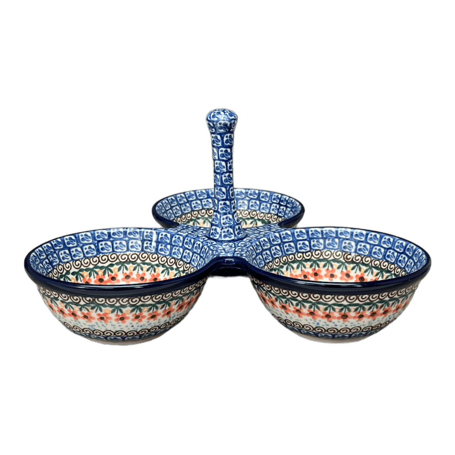 Bowl, Round, 3-Bowl, Divided Server in "Butterfly Parade" by Ceramika Artystyczna | AB34-U1493