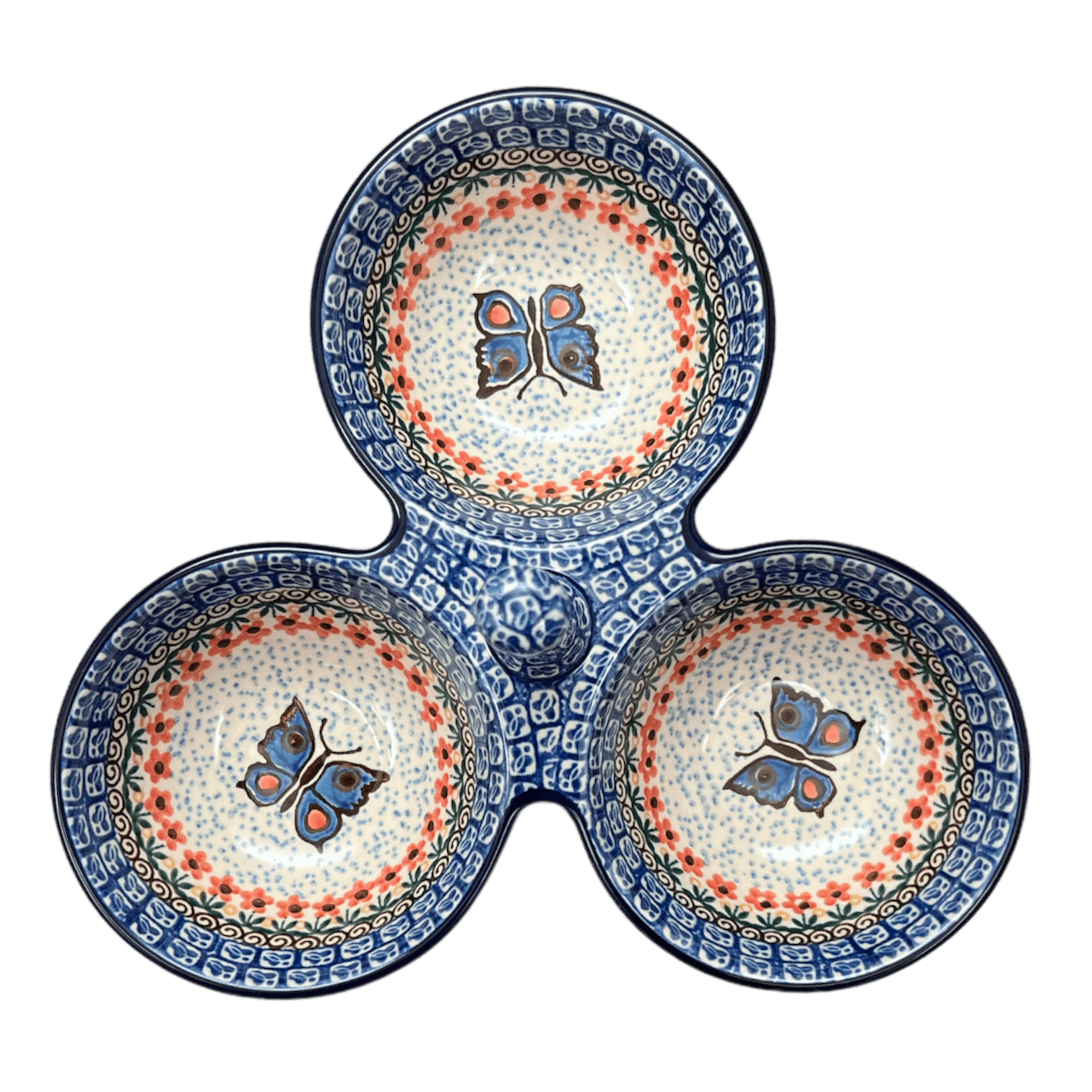 Bowl, Round, 3-Bowl, Divided Server in "Butterfly Parade" by Ceramika Artystyczna | AB34-U1493