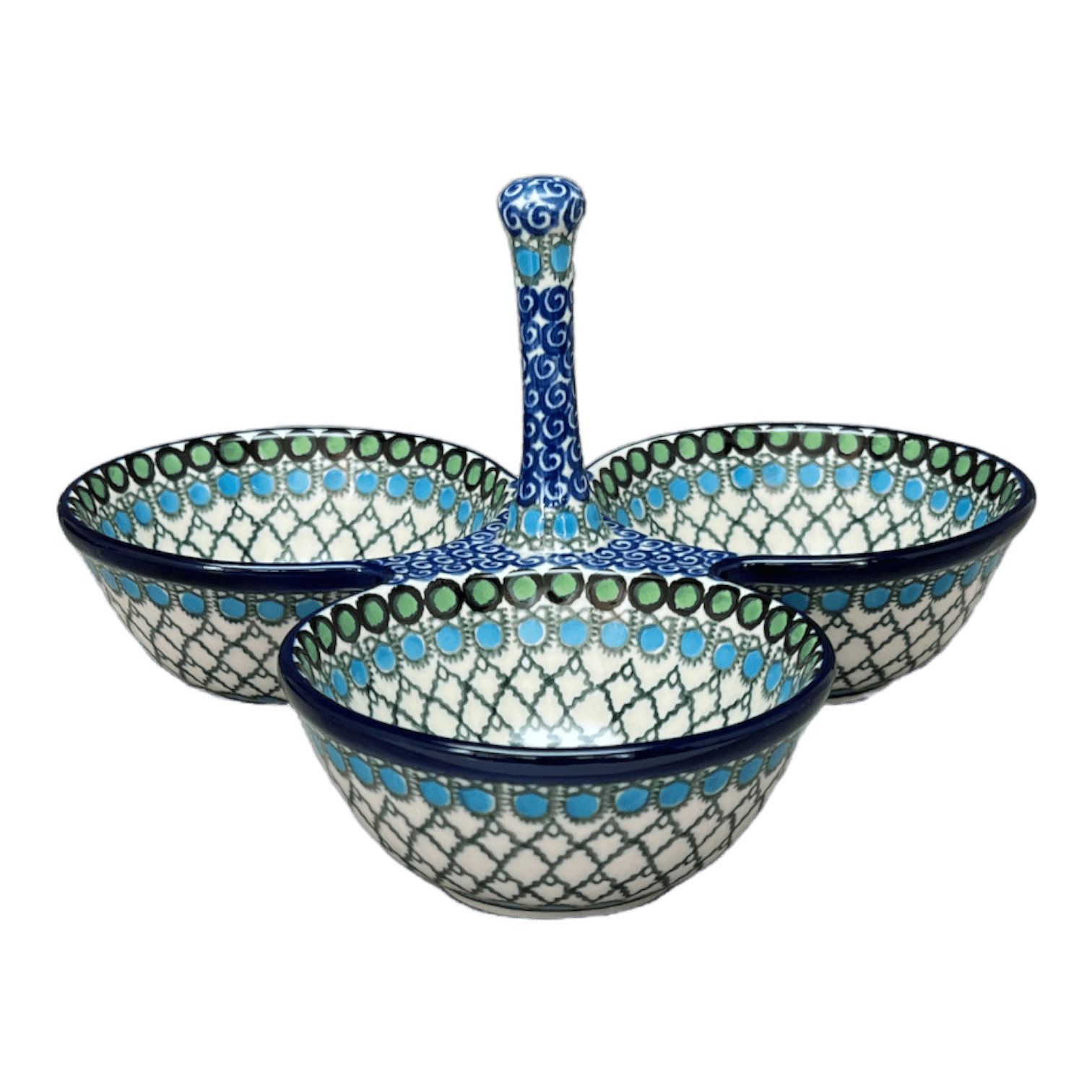 Bowl, Round, 3-Bowl, Divided Server in "Mediterranean Waves" by Ceramika Artystyczna | AB34-U72