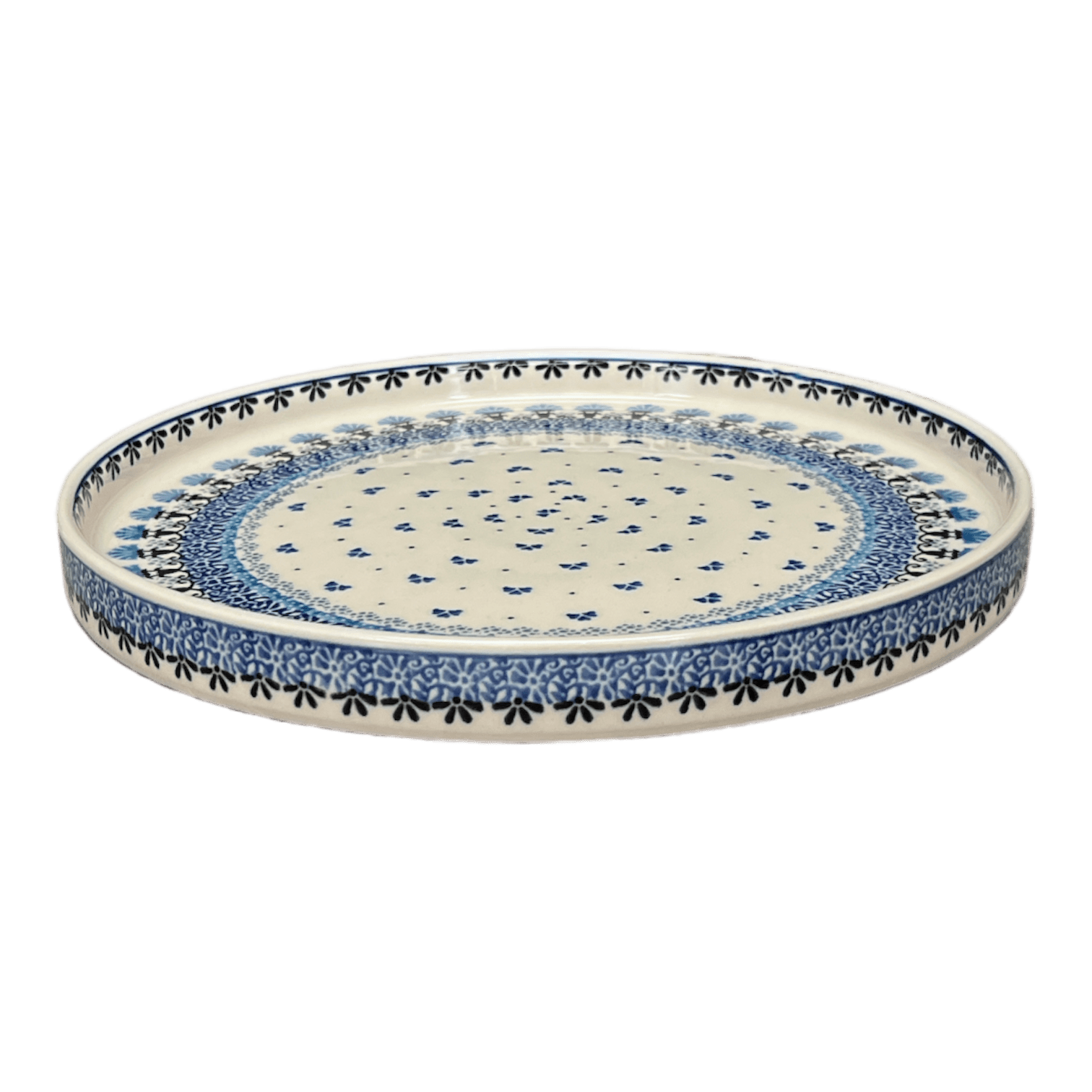 Tray, Round, 10" in "Blue Fan Dance" by Ceramika Artystyczna | AE93-1981X