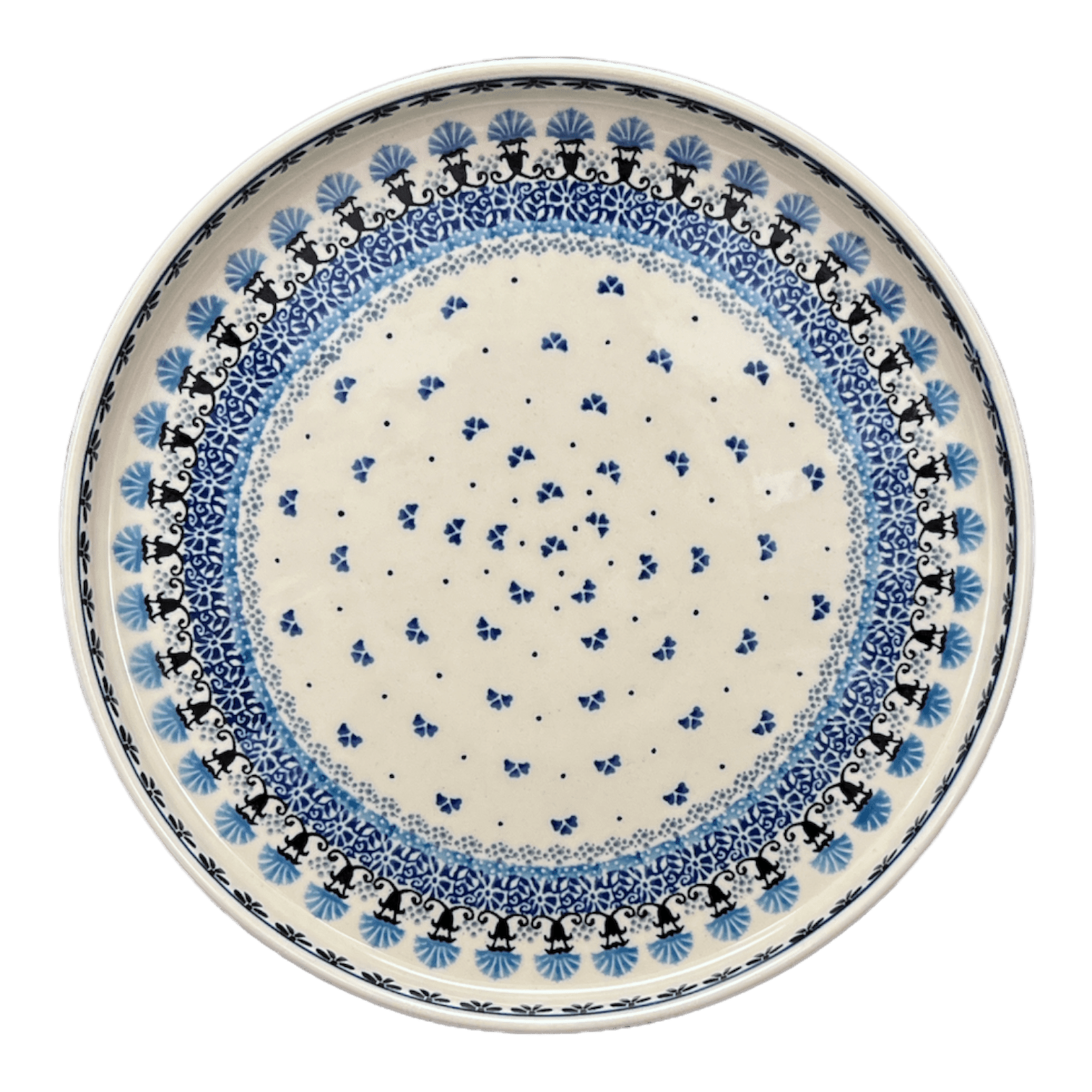 Tray, Round, 10" in "Blue Fan Dance" by Ceramika Artystyczna | AE93-1981X