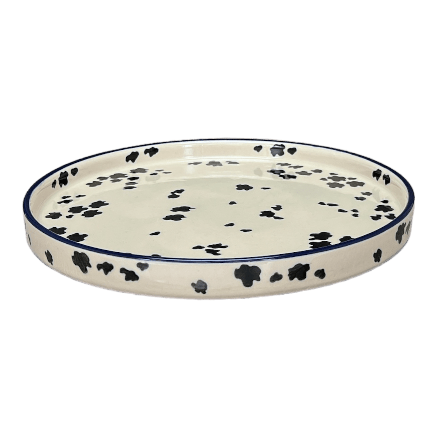 Tray, Round, 10" in "Cowabunga - Blue Rim" by Ceramika Artystyczna | AE93-2417X