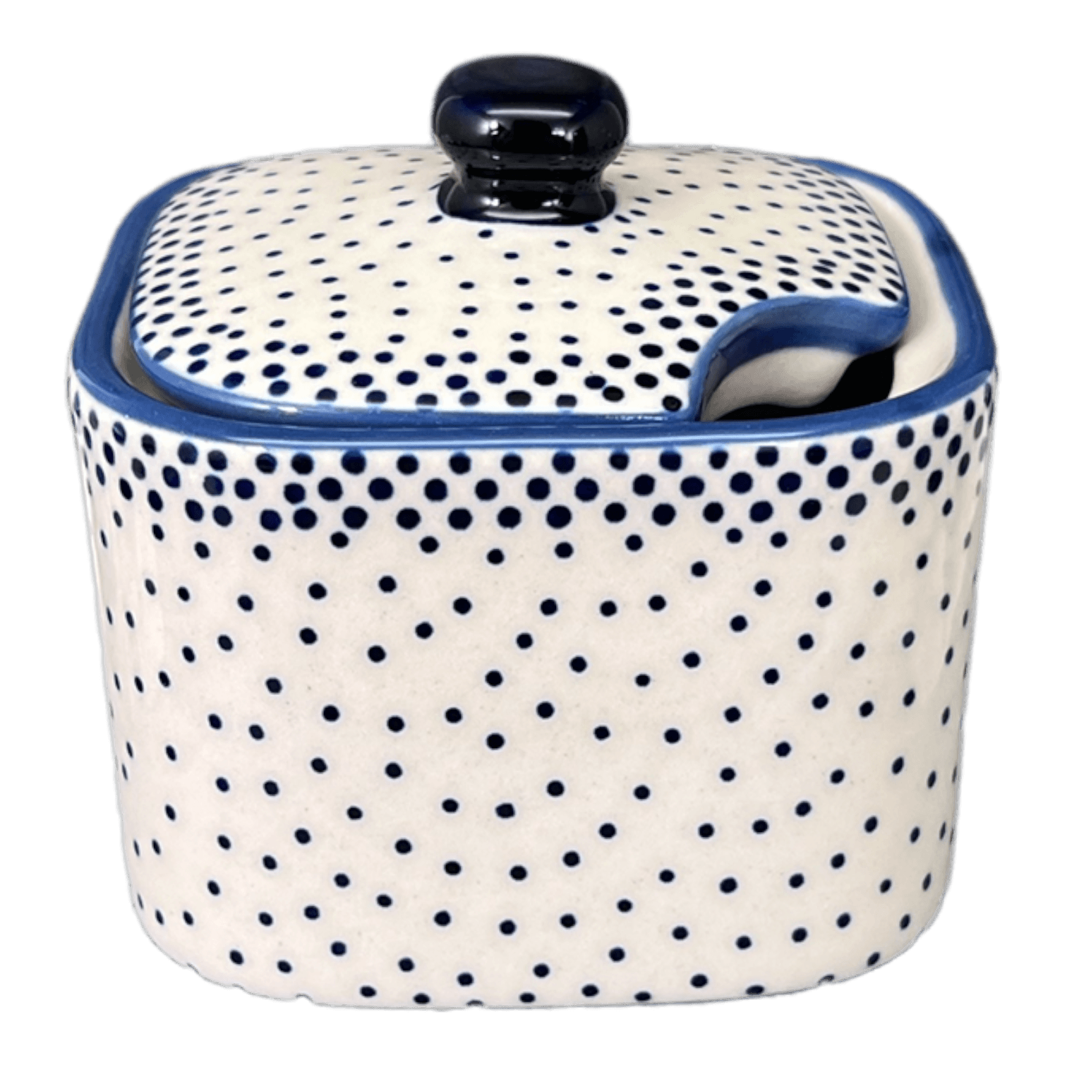 Bowl, Square, Sugar Bowl, 3.5" in "Misty Blue" by Manufaktura | C030U-61A