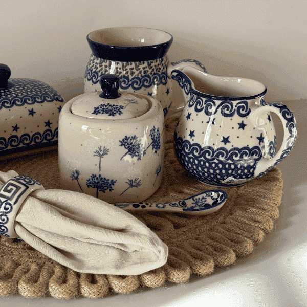 Bowl, Square, Sugar Bowl, 4" in "Peacock Pine" by Ceramika Artystyczna | AF38-366X