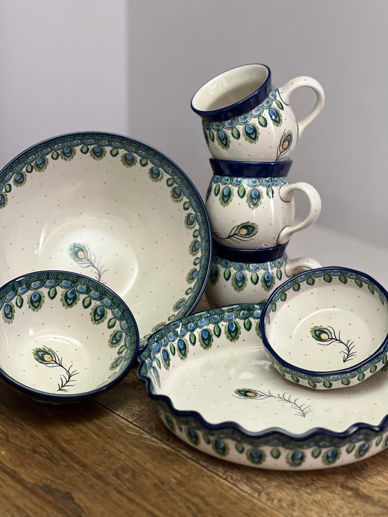 Bowl, Multiangular, 5" in "Peacock Plume" by Ceramika Artystyczna | A221-2218X