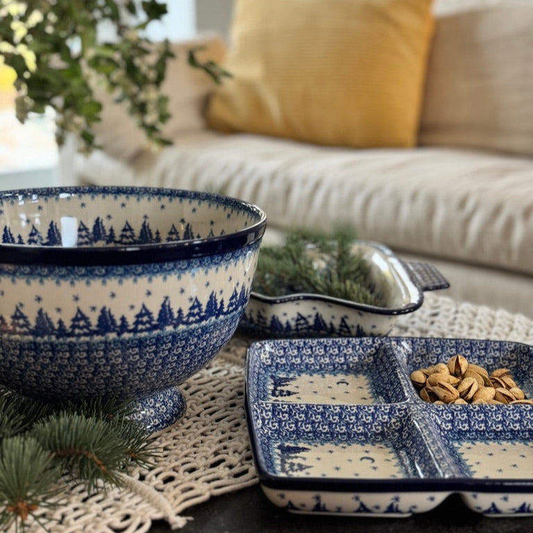 Bowl, Round, Deep, Pedestal, 10" in "Mediterranean Waves" by Ceramika Artystyczna | A215-U72