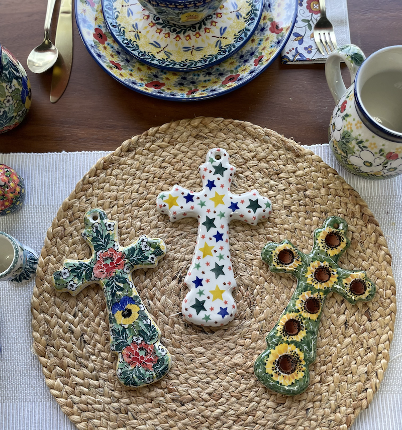 Cross, Large, 7.75" in "Star Shower" by Ceramika Artystyczna | A533-359X