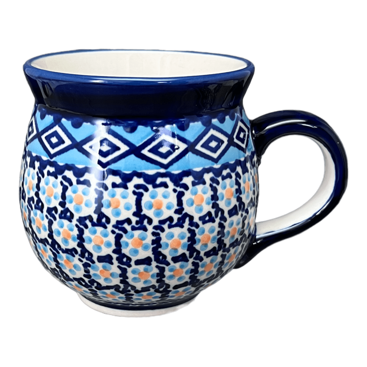 Mug, Belly Mug, 16oz Large in "Blue Diamond" by Manufaktura | K068U-DHR