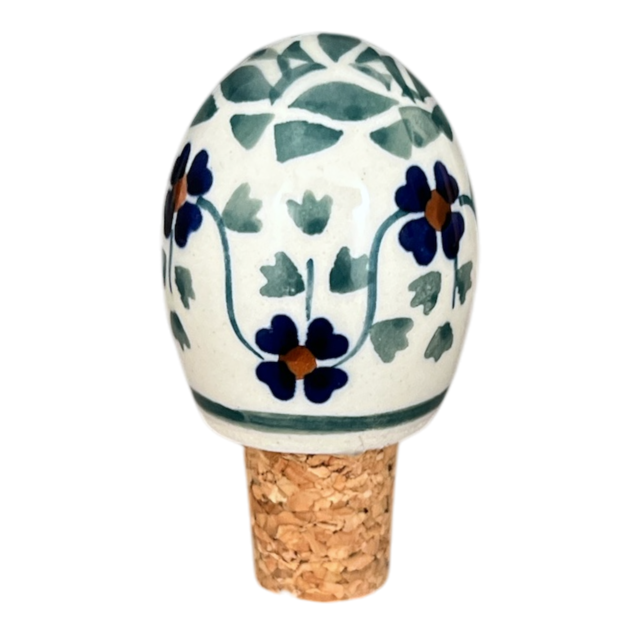 Wine Cork, Egg-Shaped, 2.75" in "Woven Pansies" by Manufaktura | K084T-RV