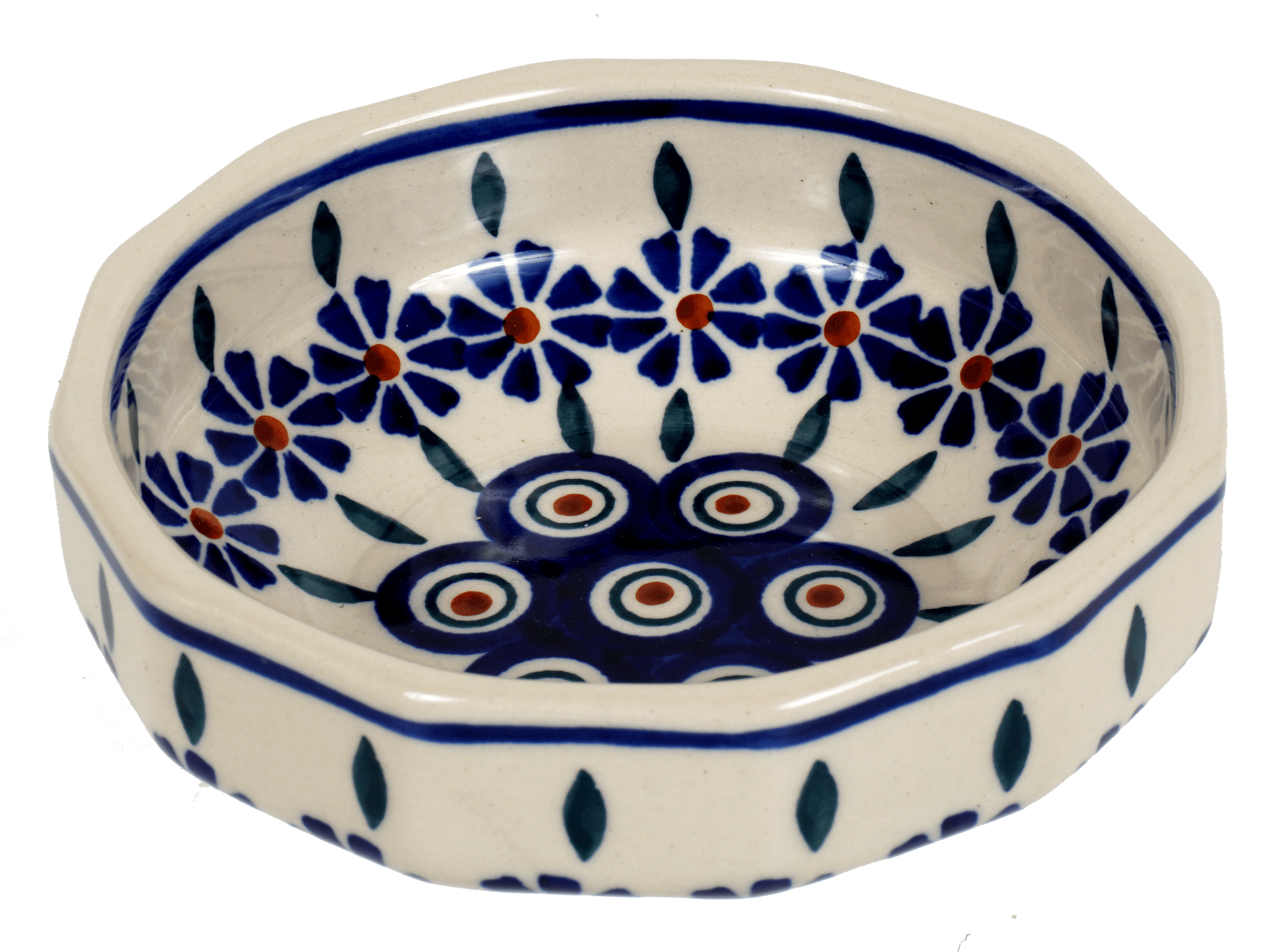 Bowl, Multiangular, 5" in "Floral Peacock" by Manufaktura | M058T-54KK