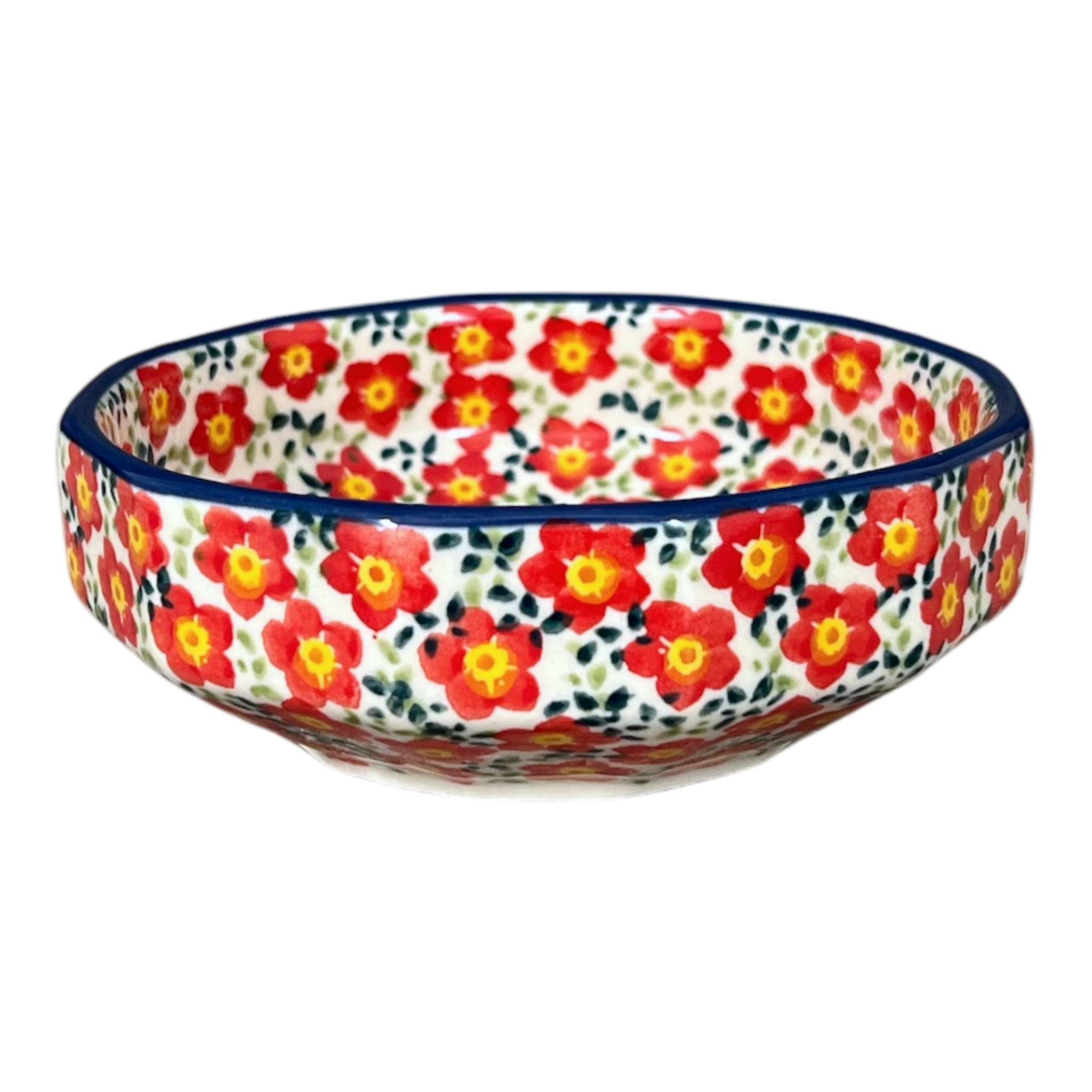 Bowl, Multiangular, 5" in "Floral Revival Red" by Manufaktura | M058U-MCZE