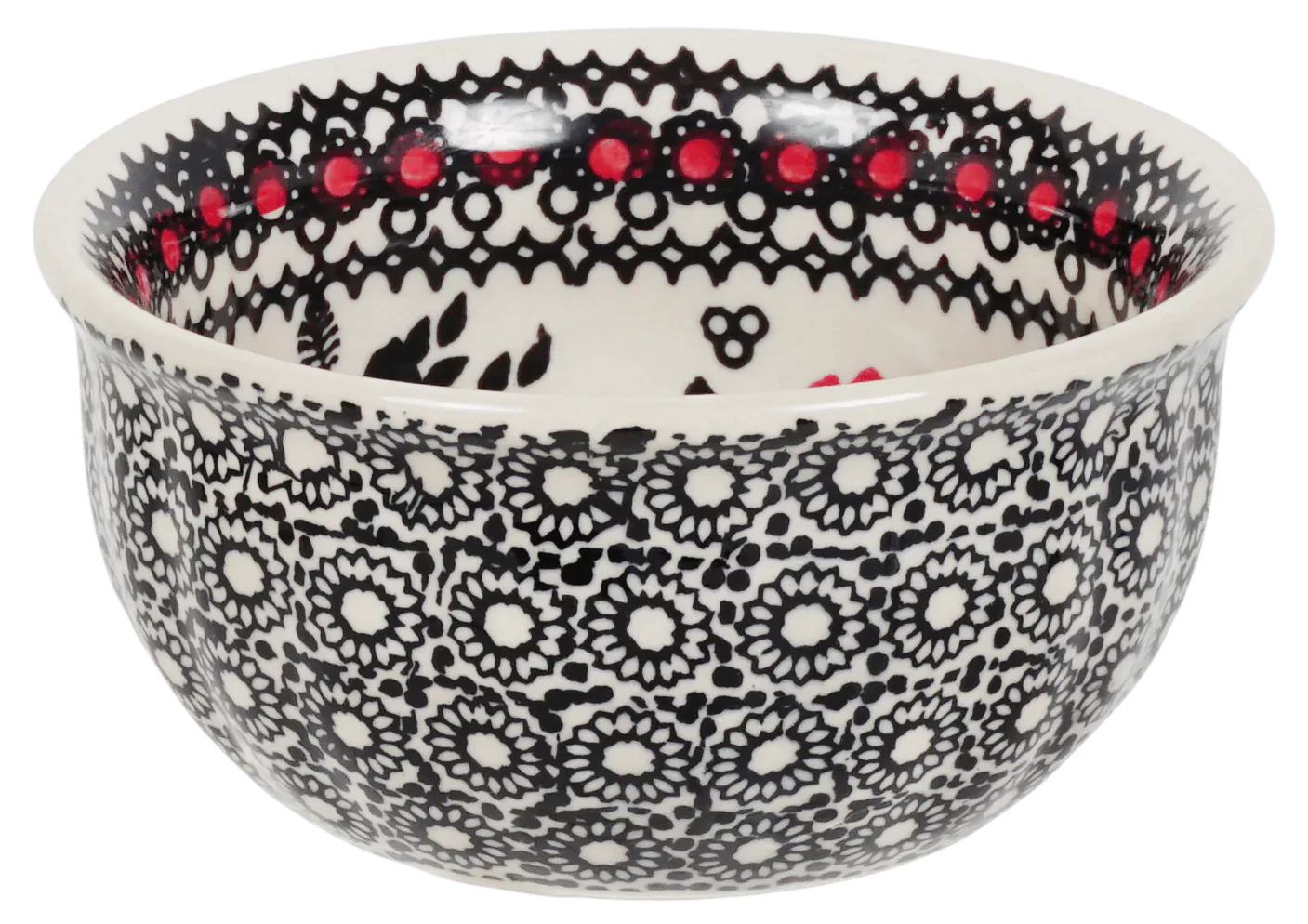 Bowl, Round, 4.5" in "Duet in Black & Red" by Manufaktura | M082S-DPCC