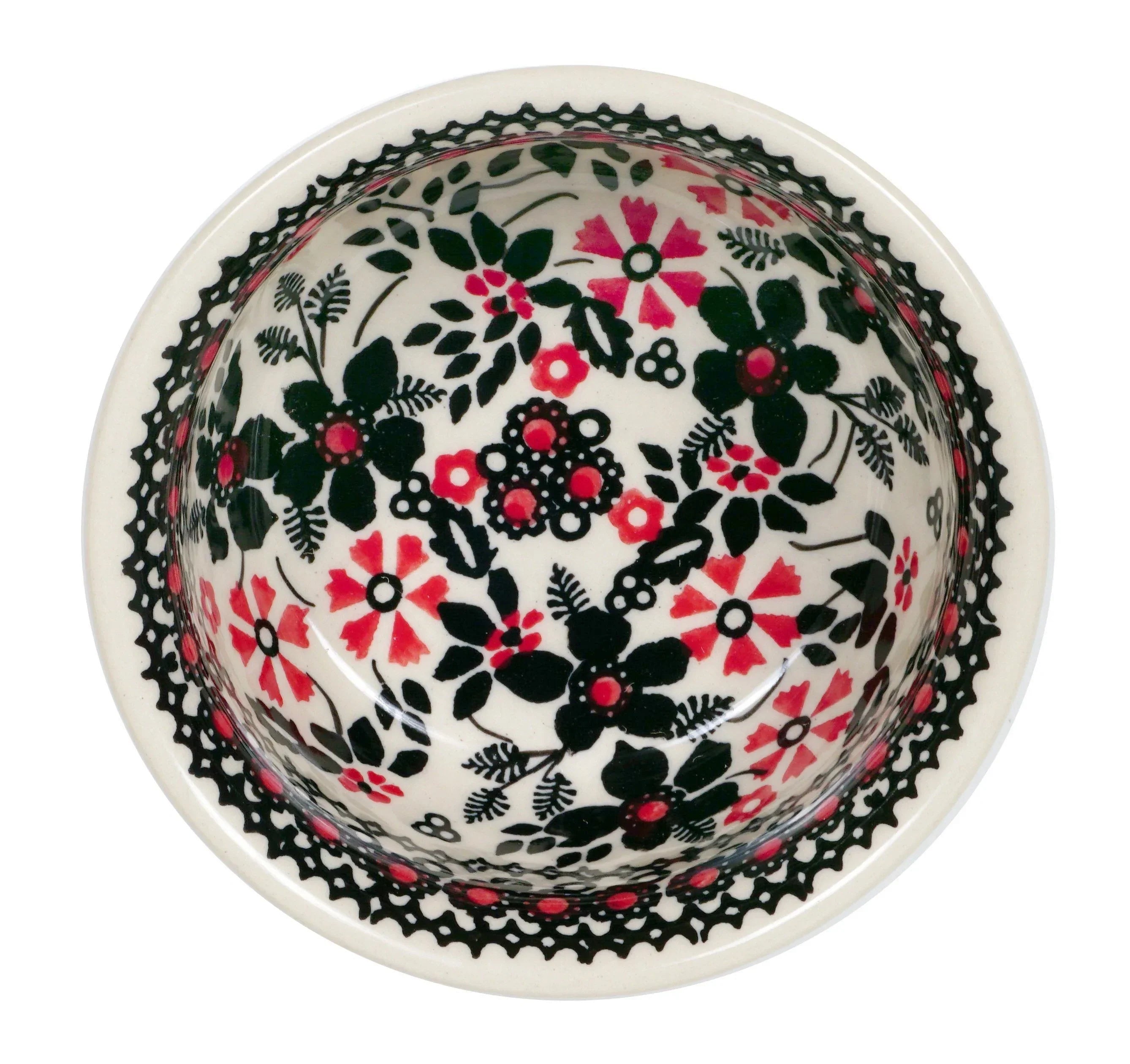 Bowl, Round, 4.5" in "Duet in Black & Red" by Manufaktura | M082S-DPCC