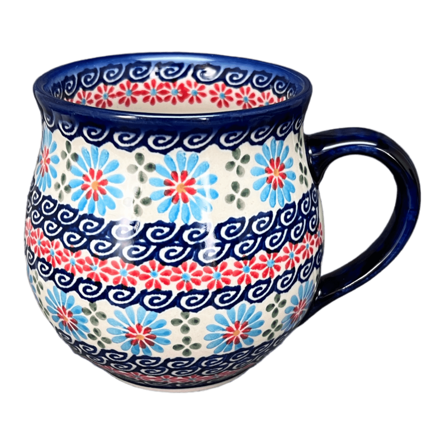 Mug, Belly Mug, 16 oz Large in "Daisy Waves" by Andy | NDA10-3