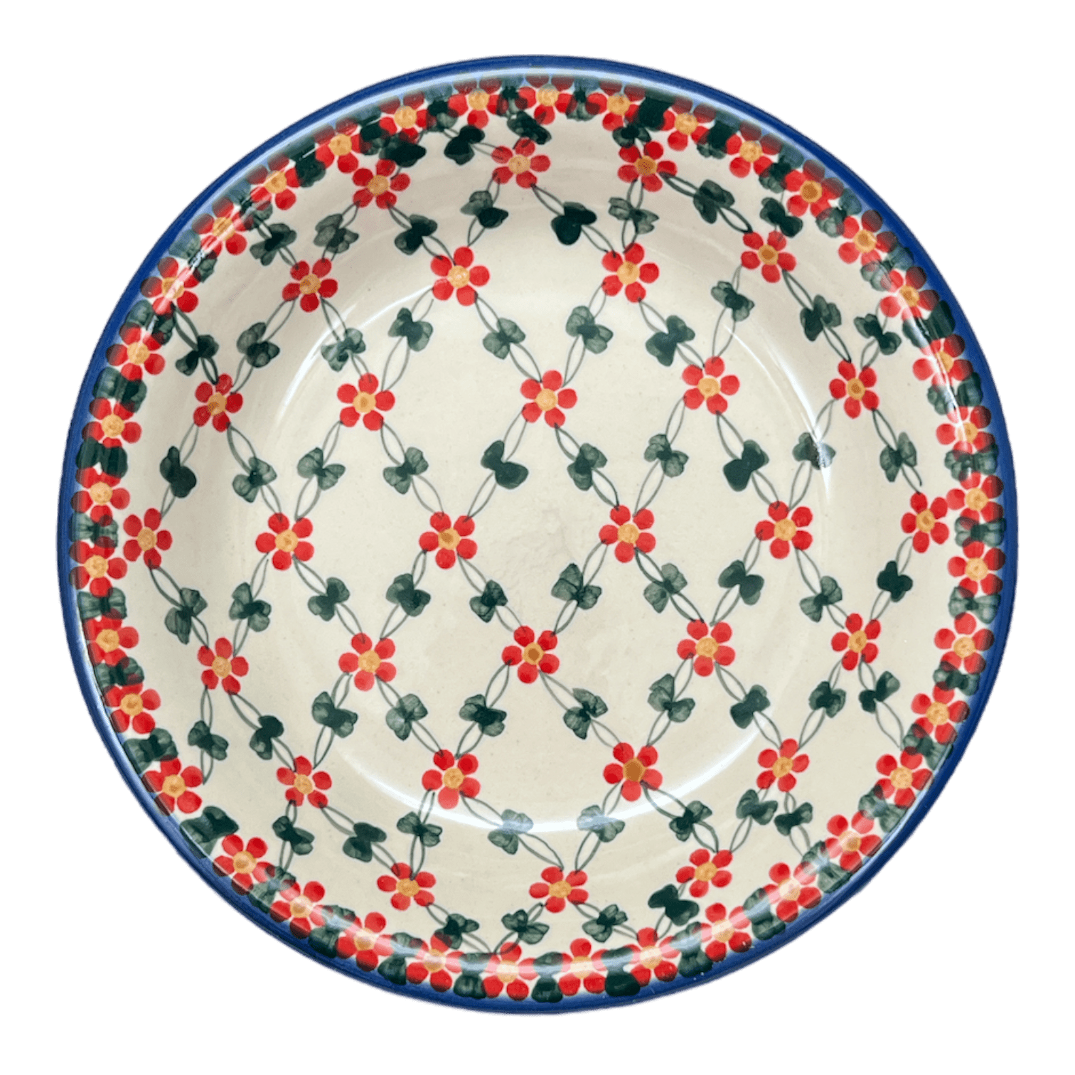 Bowl, Round, Pasta, 9" in "Red Lattice" by Andy | NDA112-20