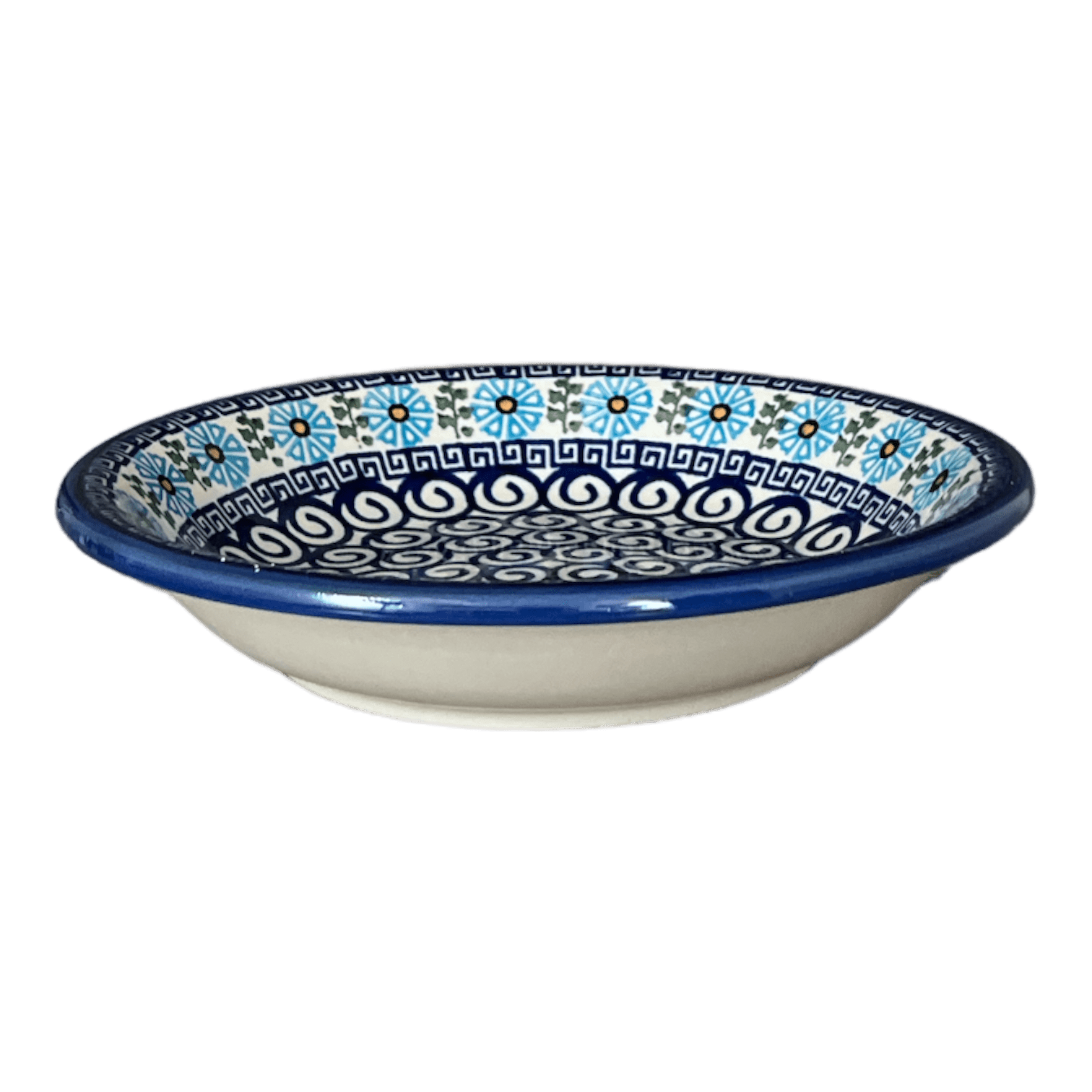 Bowl, Round, Pasta, 9" in "Blue Daisy Spiral" by Andy | NDA112-38