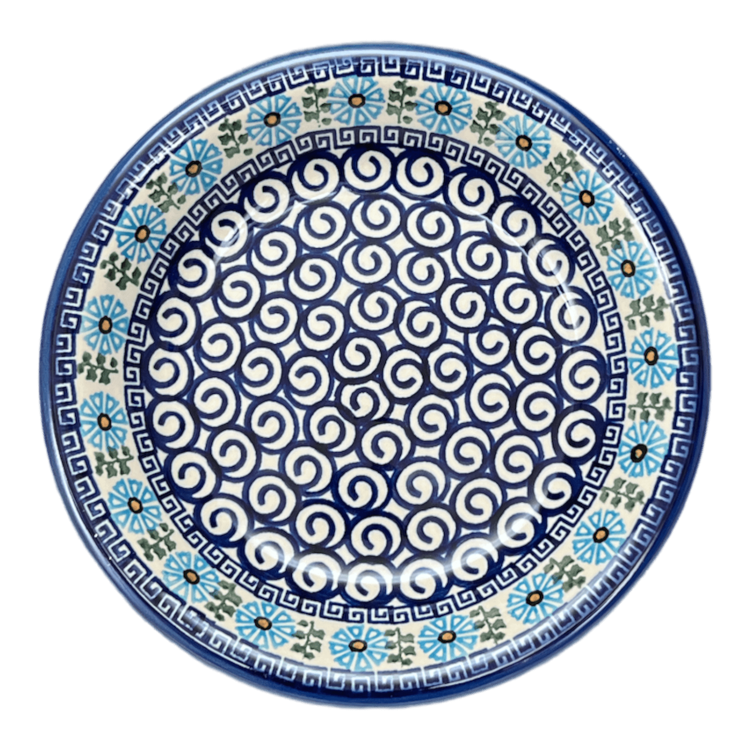 Bowl, Round, Pasta, 9" in "Blue Daisy Spiral" by Andy | NDA112-38