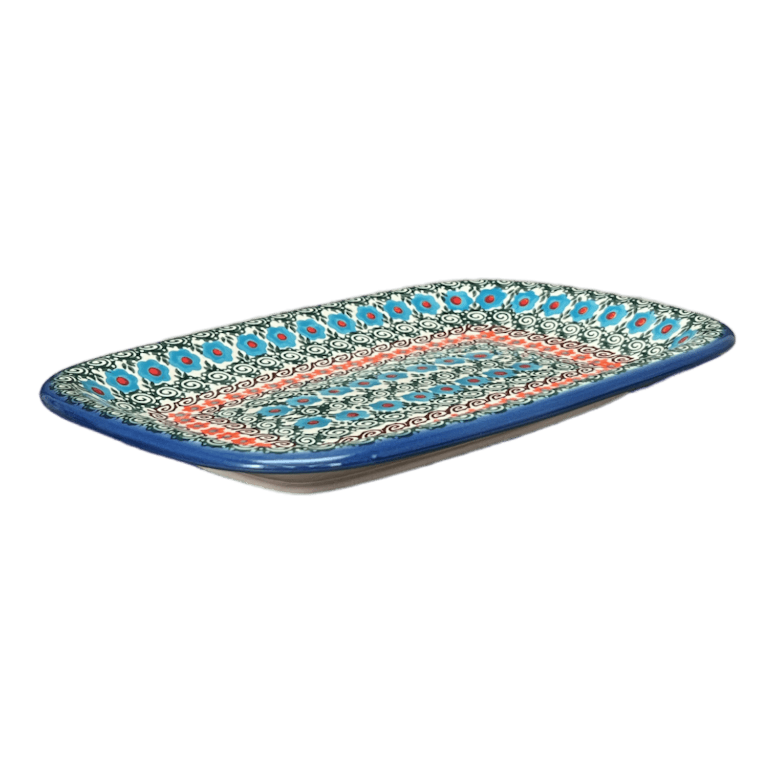 Tray, Serving, 8" x 11" in "Teal Pompons" by Andy | NDA154-62