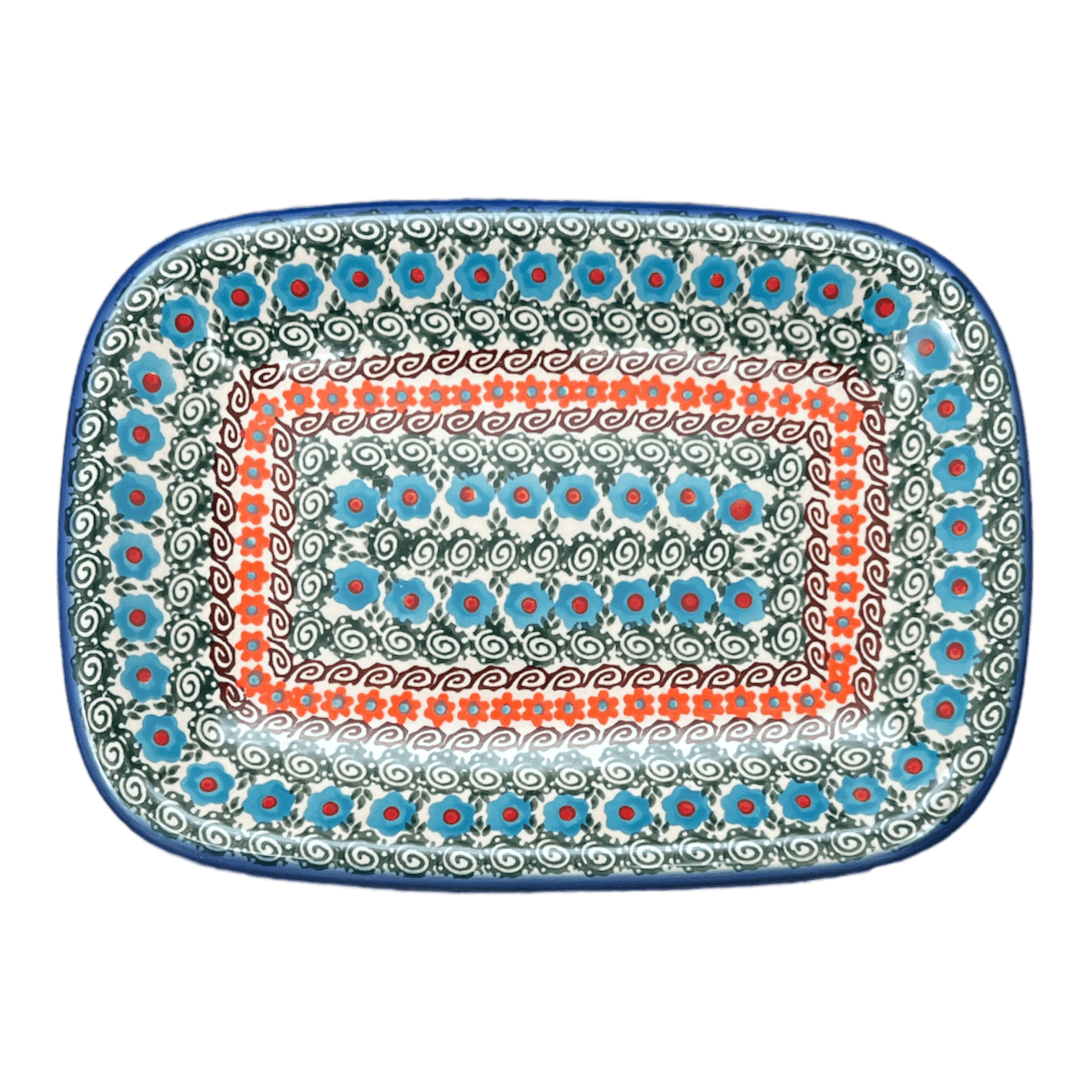 Tray, Serving, 8" x 11" in "Teal Pompons" by Andy | NDA154-62