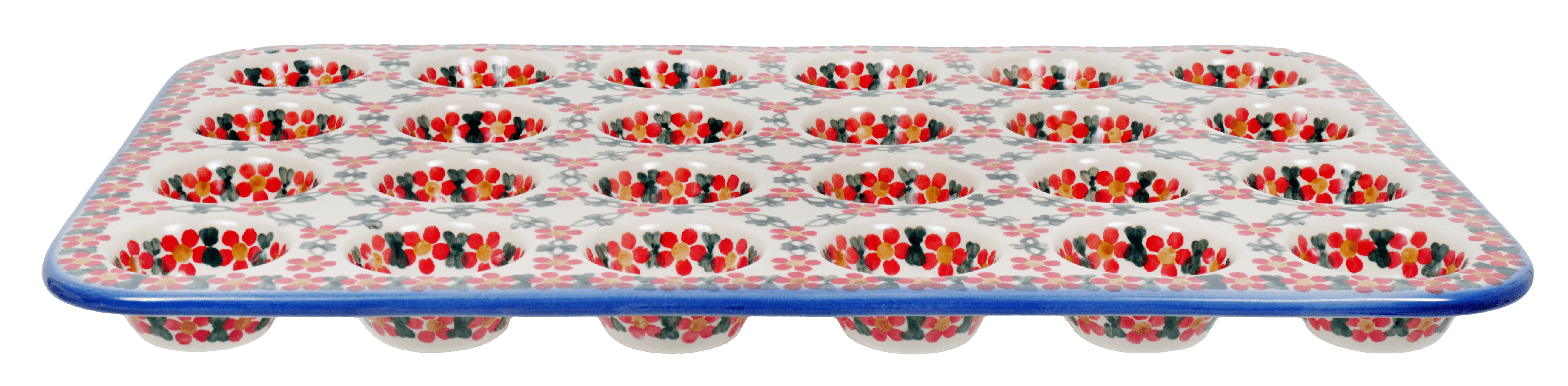 Muffin Pan, 24 Cup Mini, 17" x 11.25" in "Red Lattice" by Andy | NDA168-20