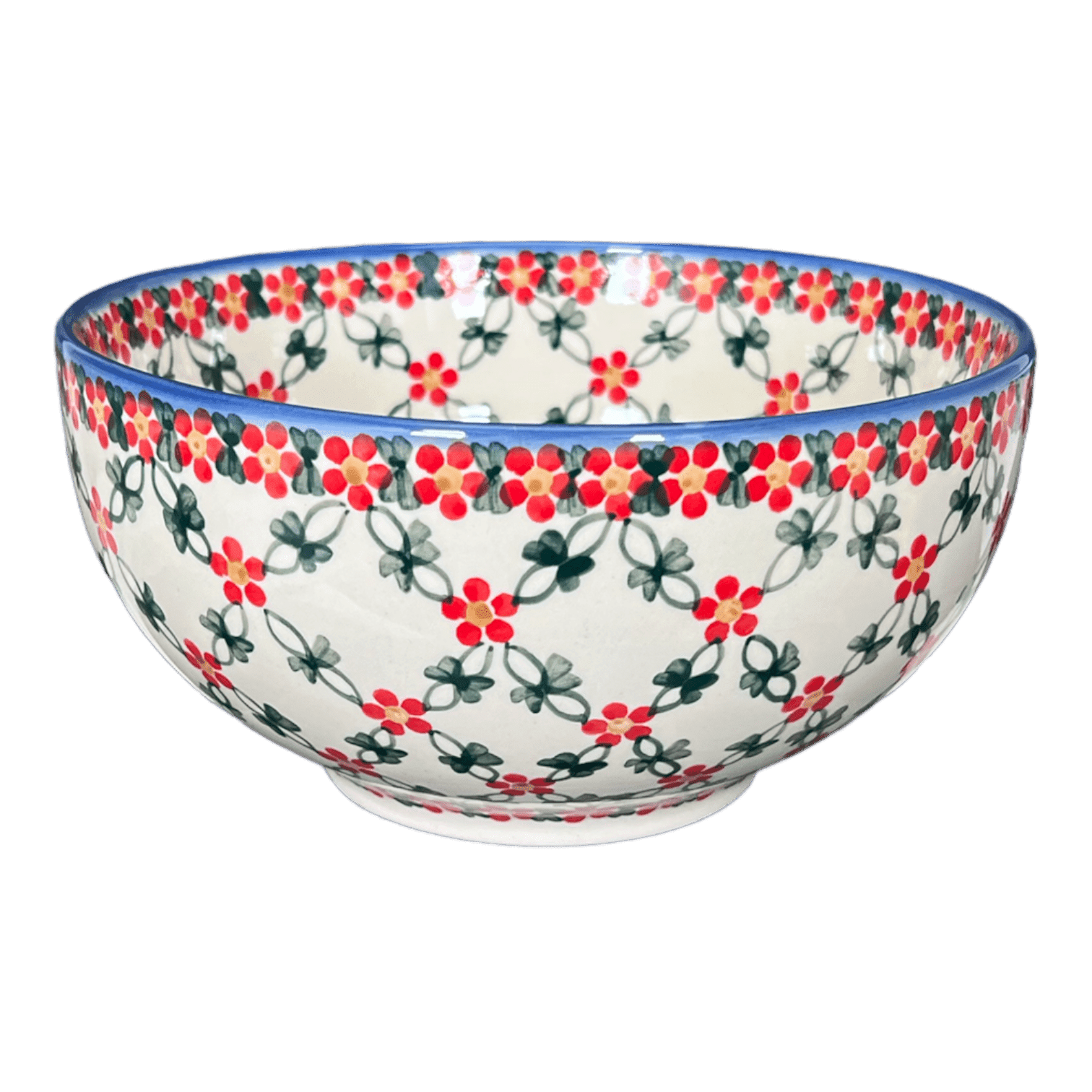 Bowl, Round, Deep, 9" in "Red Lattice" by Andy | NDA194-20