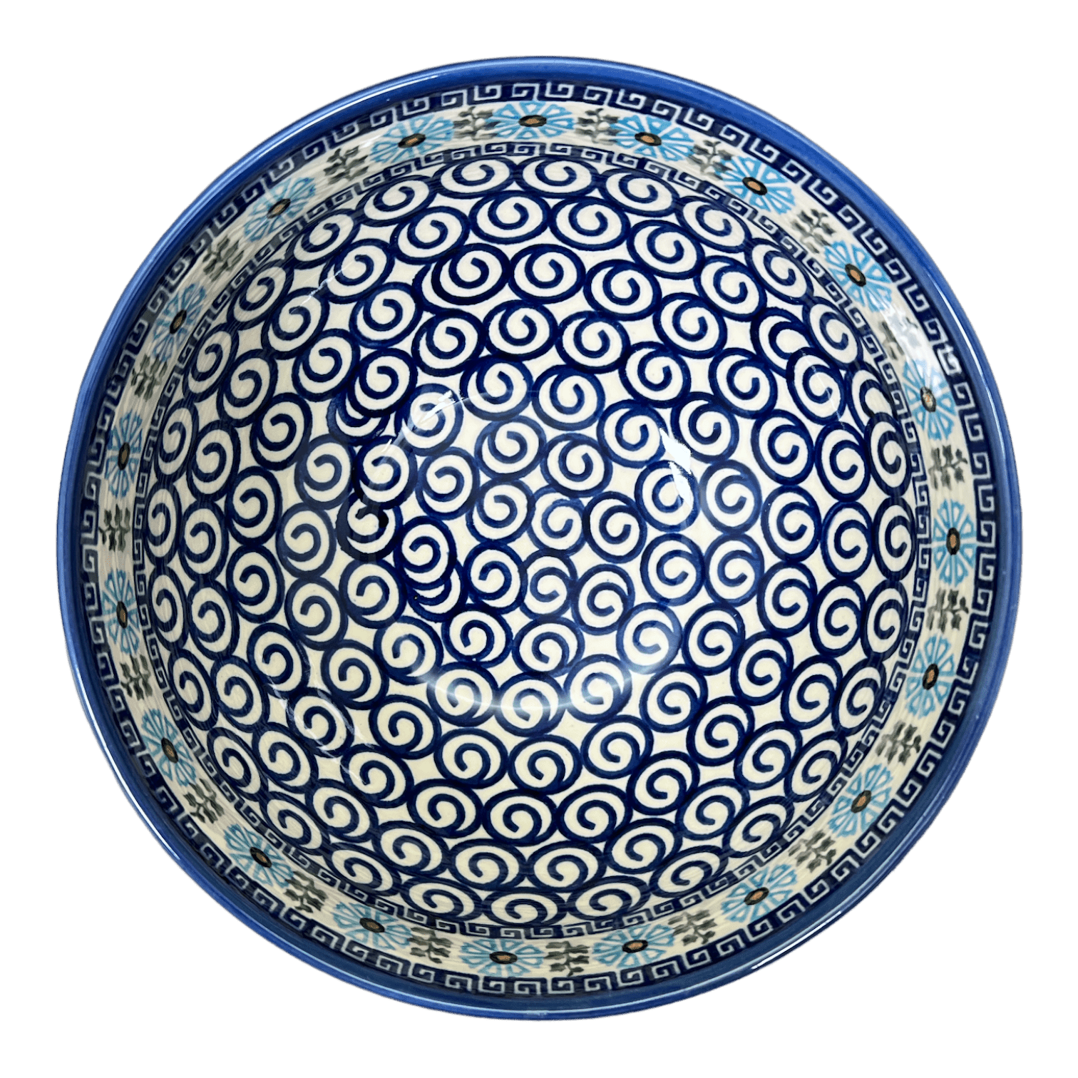 Bowl, Round, Deep, 8.5" in "Blue Daisy Spiral" by Andy | NDA192-38