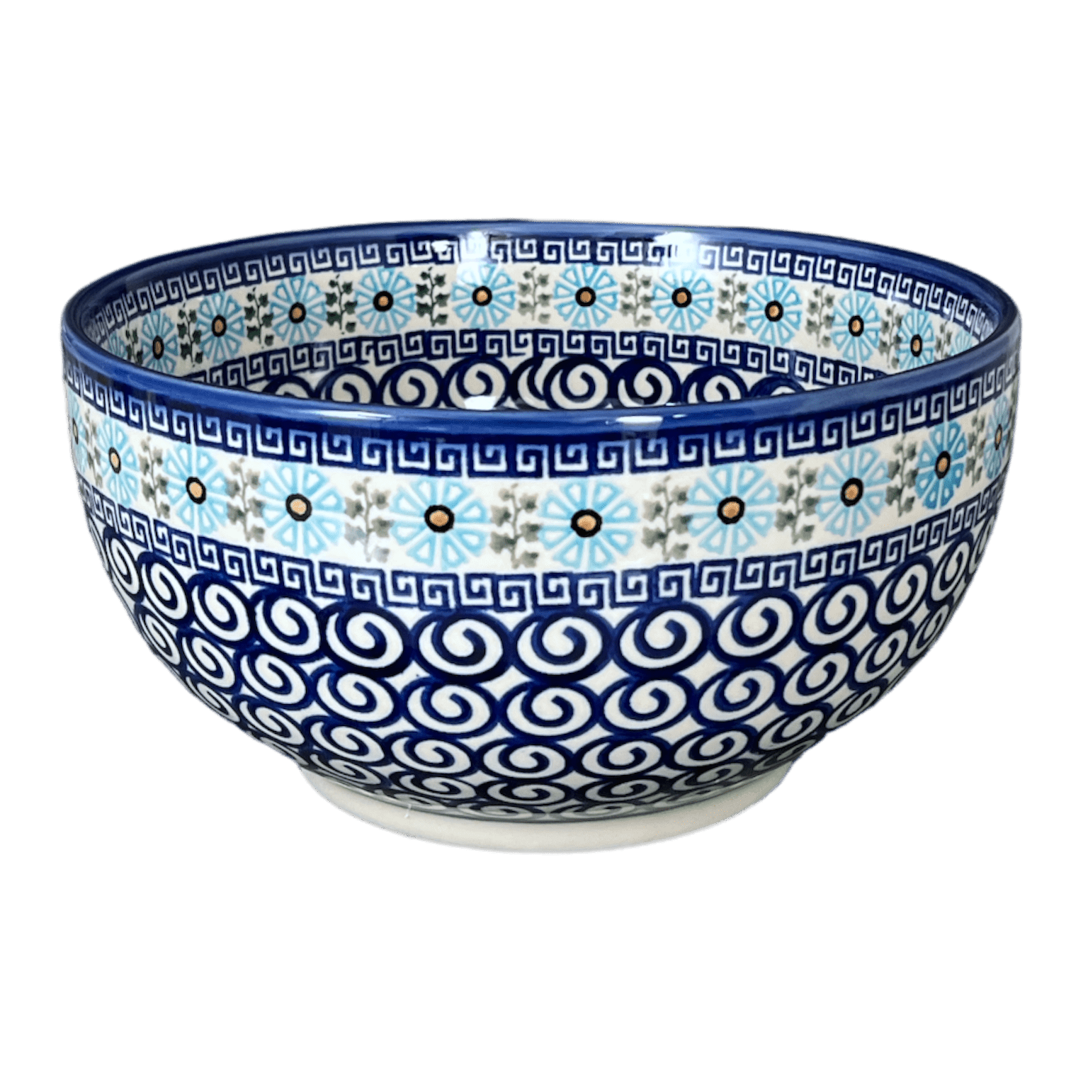 Bowl, Round, Deep, 9" in "Blue Daisy Spiral" by Andy | NDA194-38