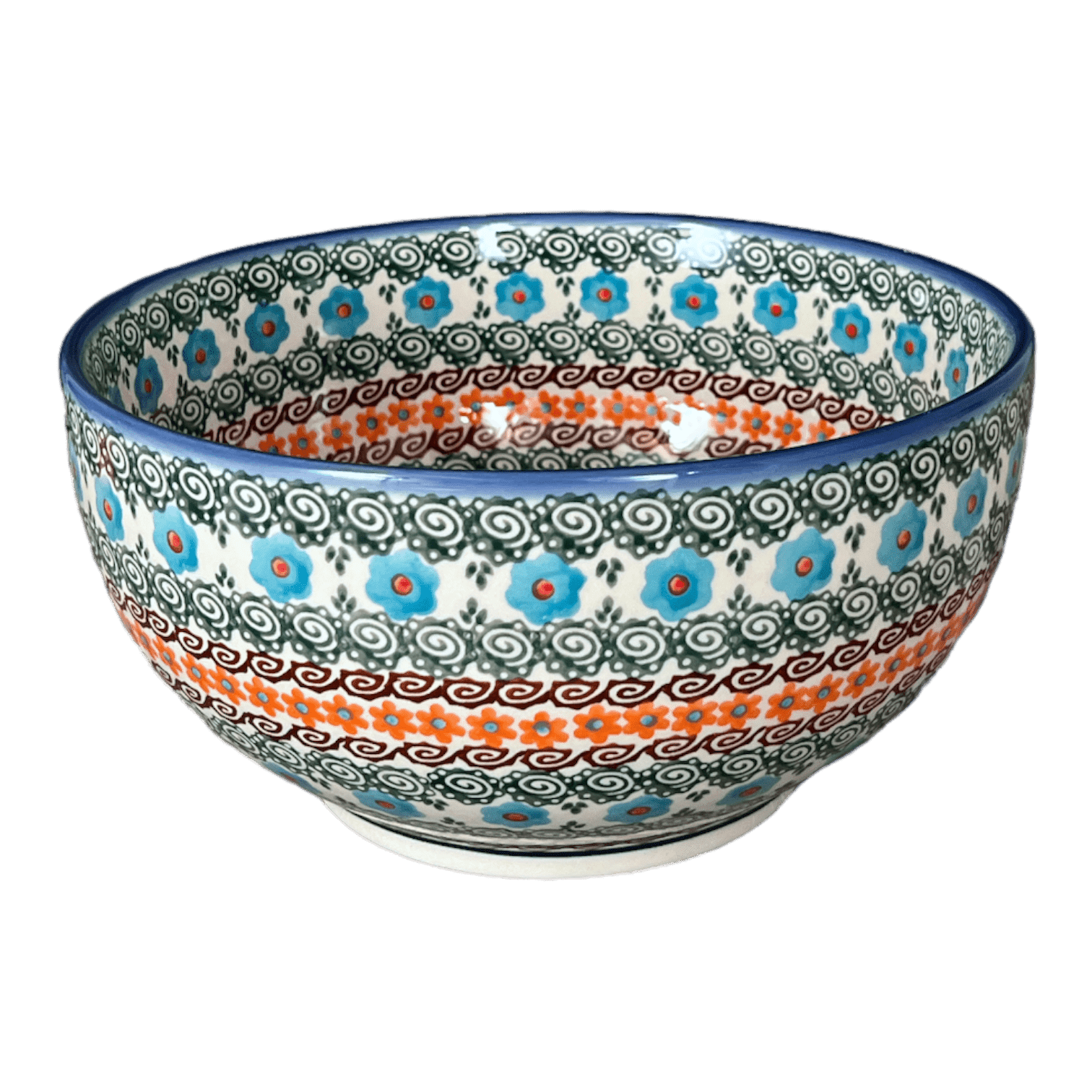 Bowl, Round, Deep, 8.5" in "Teal Pompons" by Andy | NDA192-62