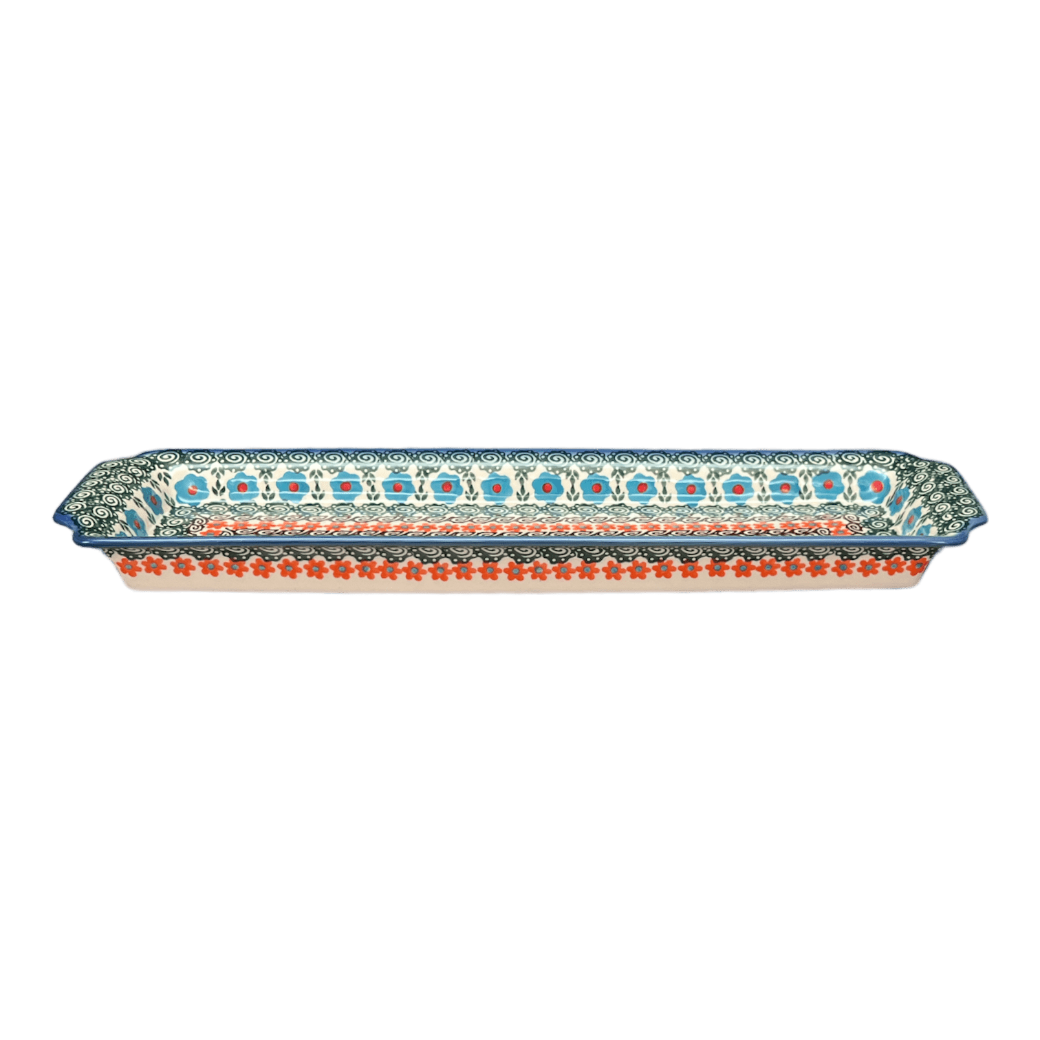 Tray, Rectangular, 16" x 4.5" in "Teal Pompons" by Andy | NDA203-62