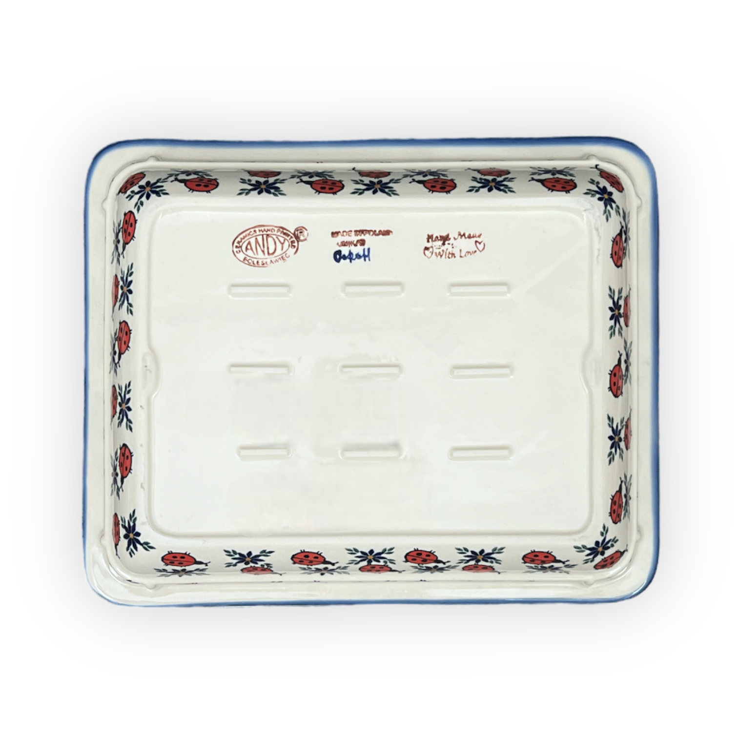 Rectangular Baking Dish, 10.25" x 12.5" in "Lovely Ladybugs" by Andy | NDA264-18