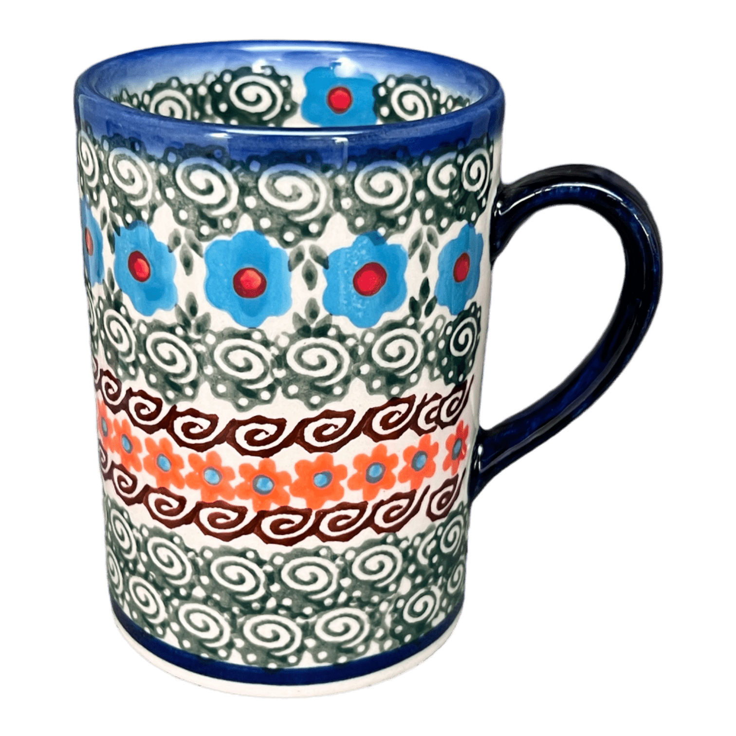 Mug, Straight Mug, 8 oz in "Teal Pompons" by Andy | NDA350-62