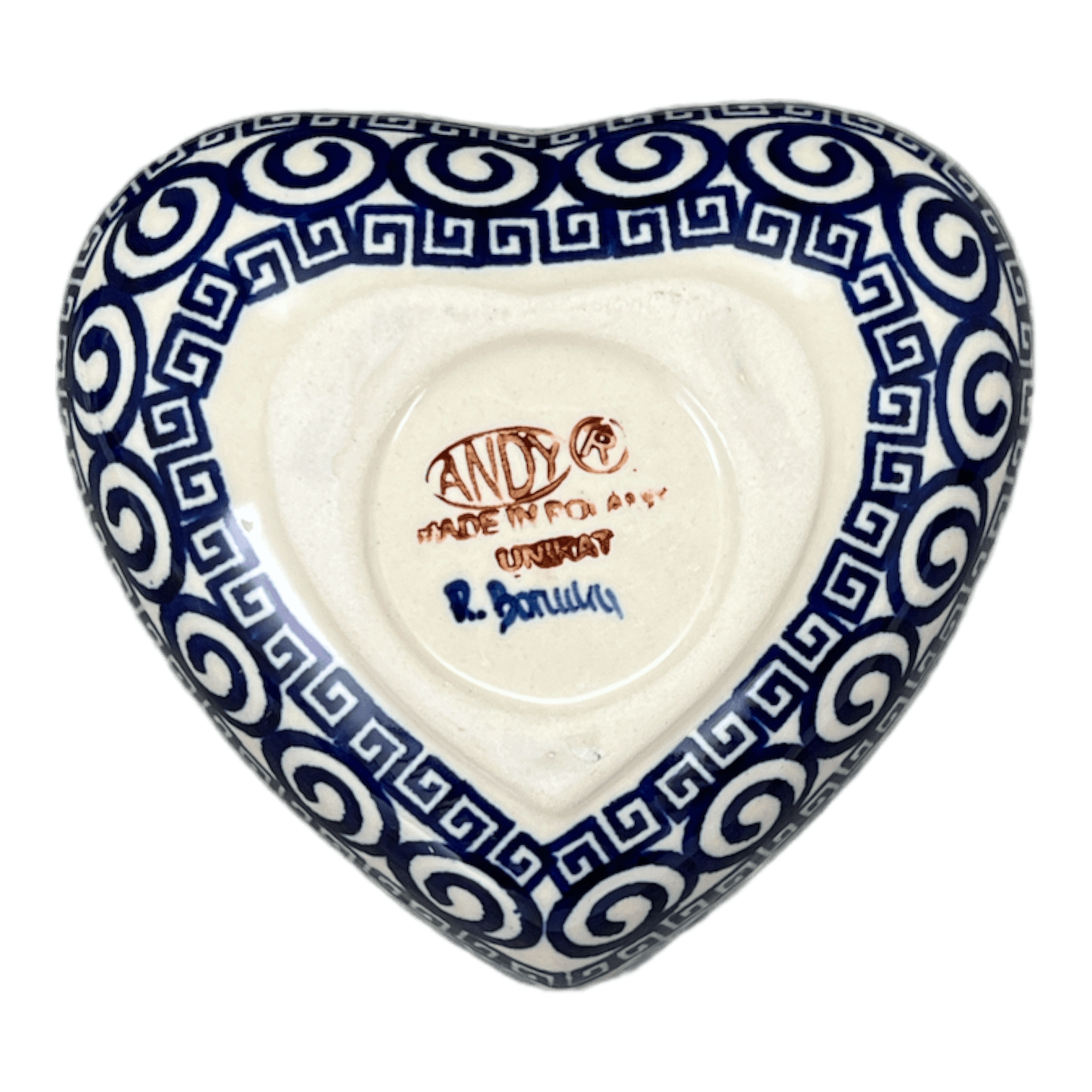 Bowl, Heart-Shaped, 5" x 5.25" in "Blue Daisy Spiral" by Andy | NDA366-38