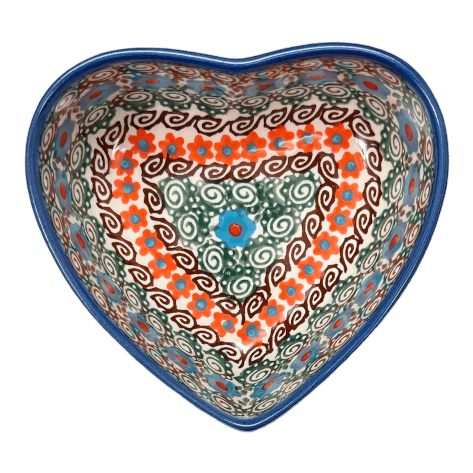 Bowl, Heart-Shaped, 5" x 5.25" in "Teal Pompons" by Andy | NDA366-62