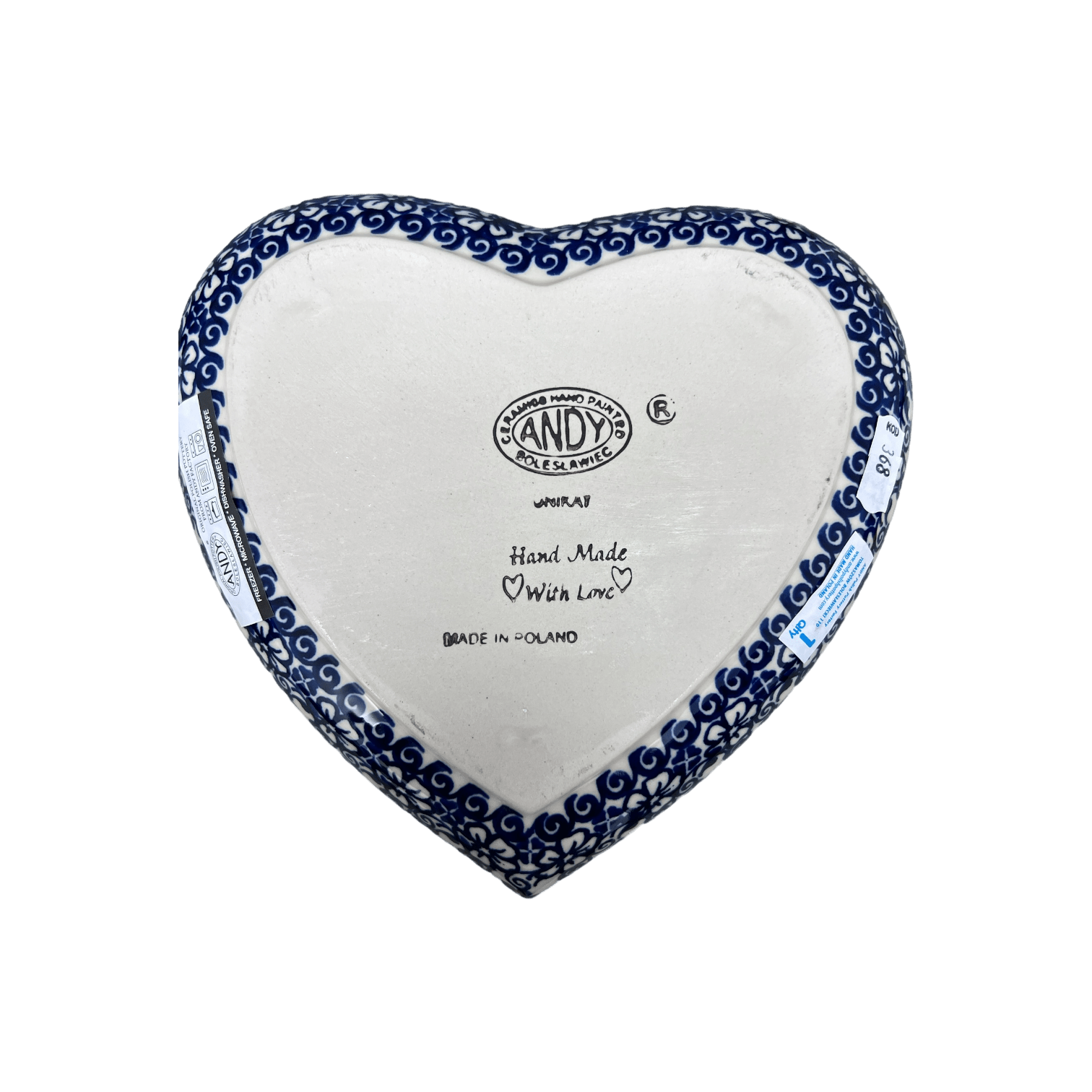 Bowl, Heart-Shaped 6.5" x 7" in "Butterfly Blues" by Andy | NDA367-17